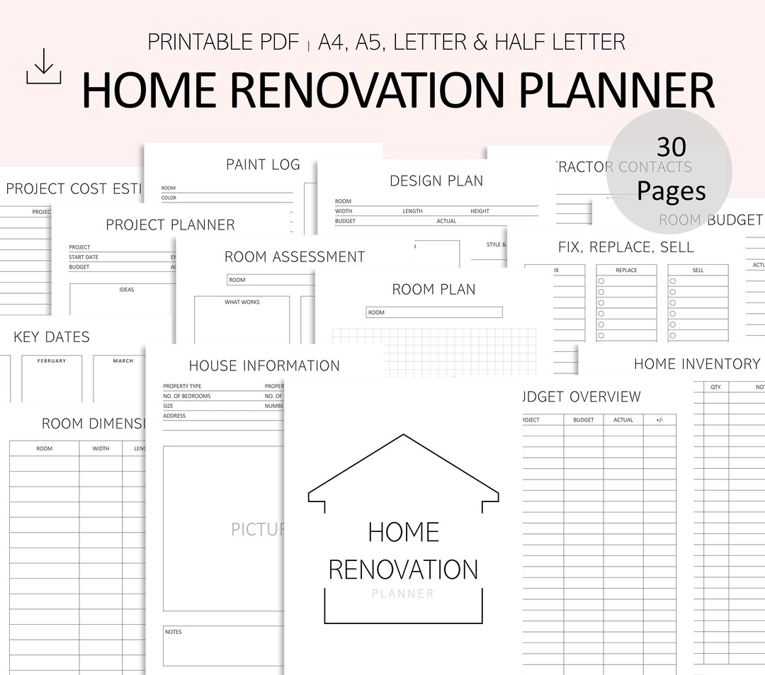 Home Renovation Planner Home Improvement Printables Home Project