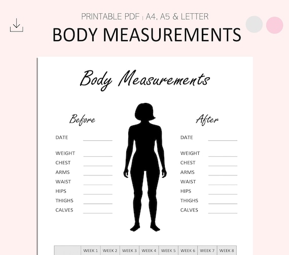 Body Measurement Tracker Body Measurement Chart Weight Etsy India