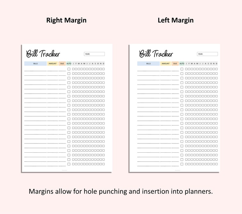 Editable Bill Tracker Tracker Bill Checklist Annual Bill Log Utility ...