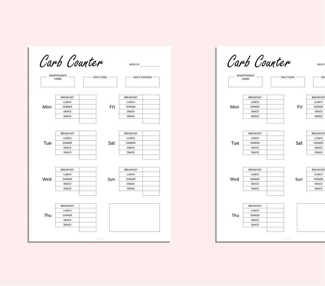 Carb Counter Carbs Tracker Keto Diet Tracker Printable Etsy