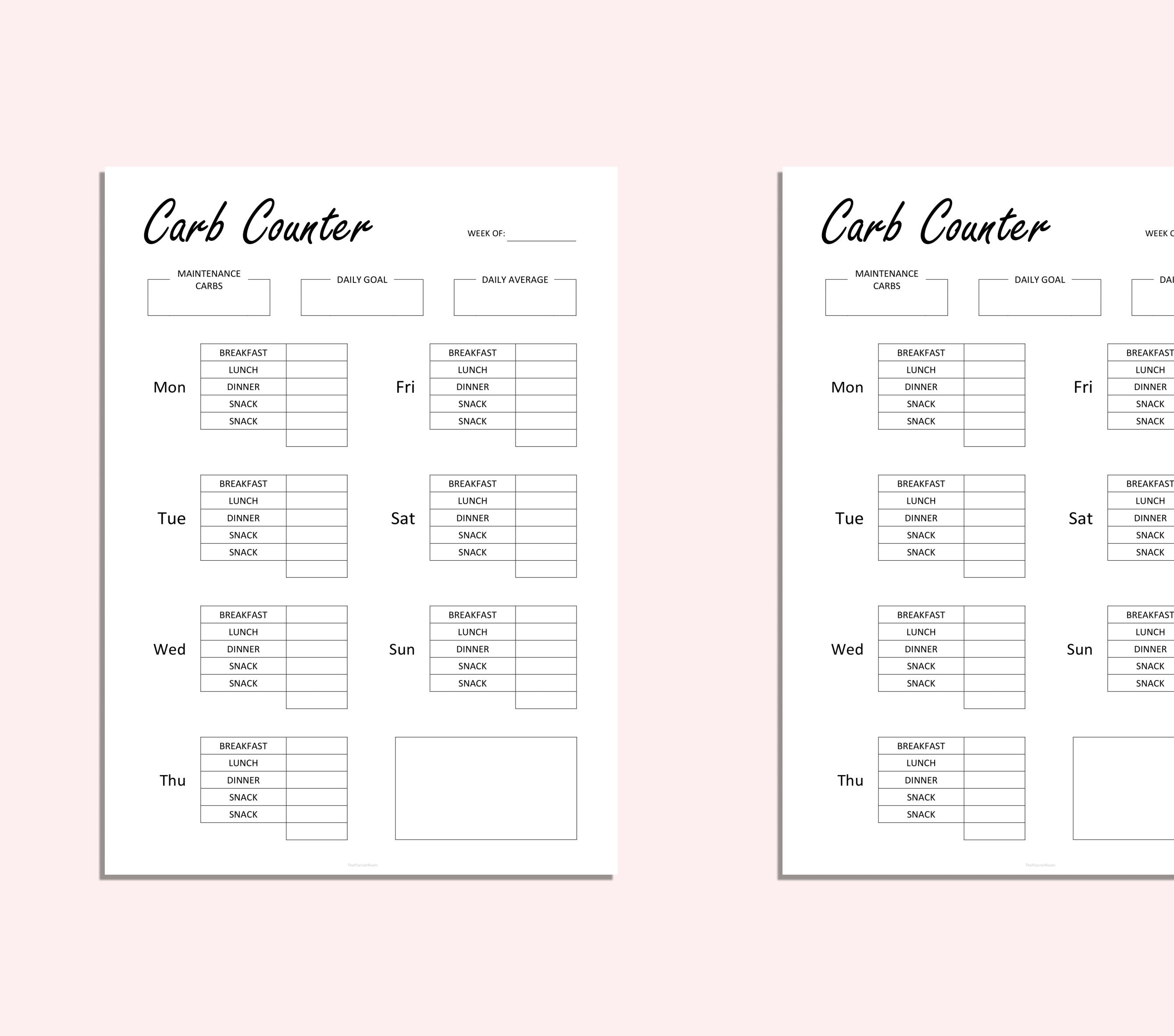 Carb Counter Carbs Tracker Keto Diet Tracker Printable Etsy India