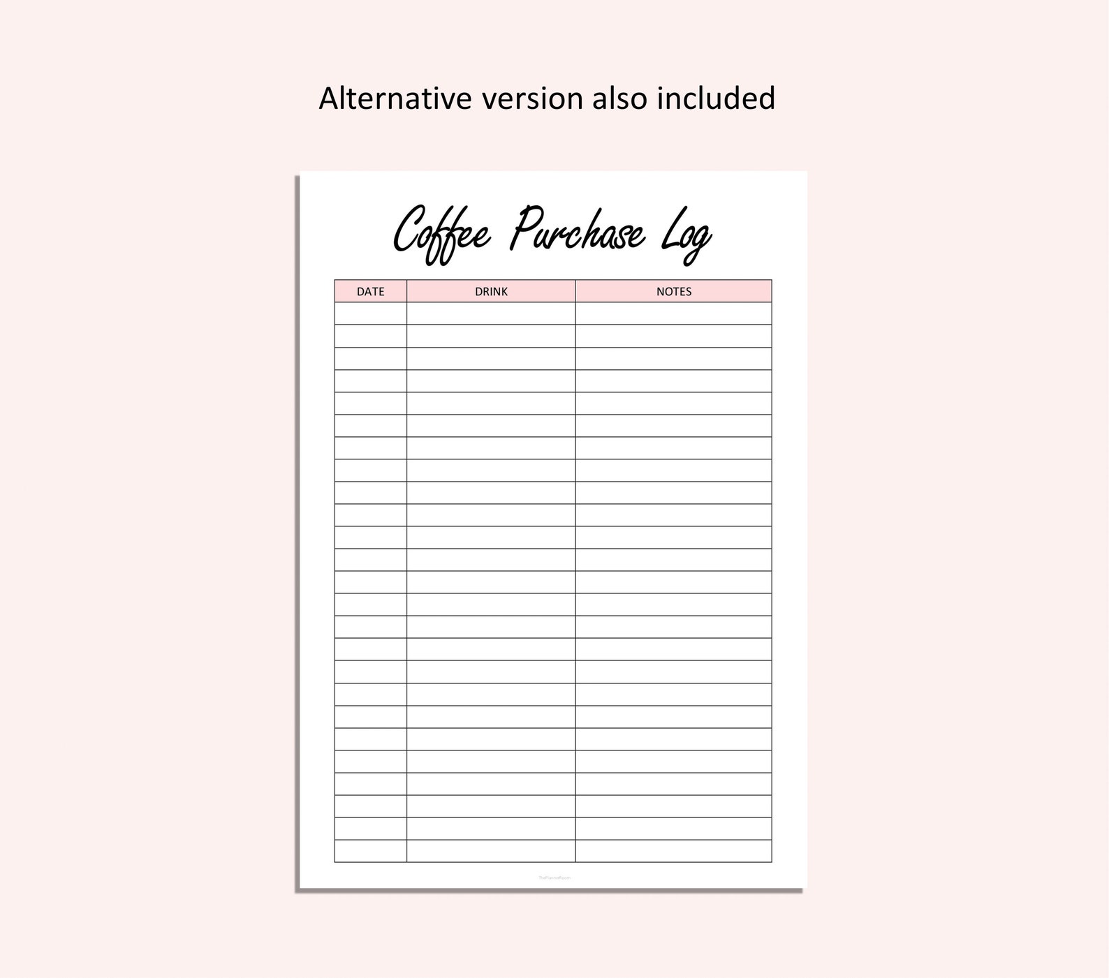 Coffee Purchases Log Printable Caffeine Tracker Coffee Etsy