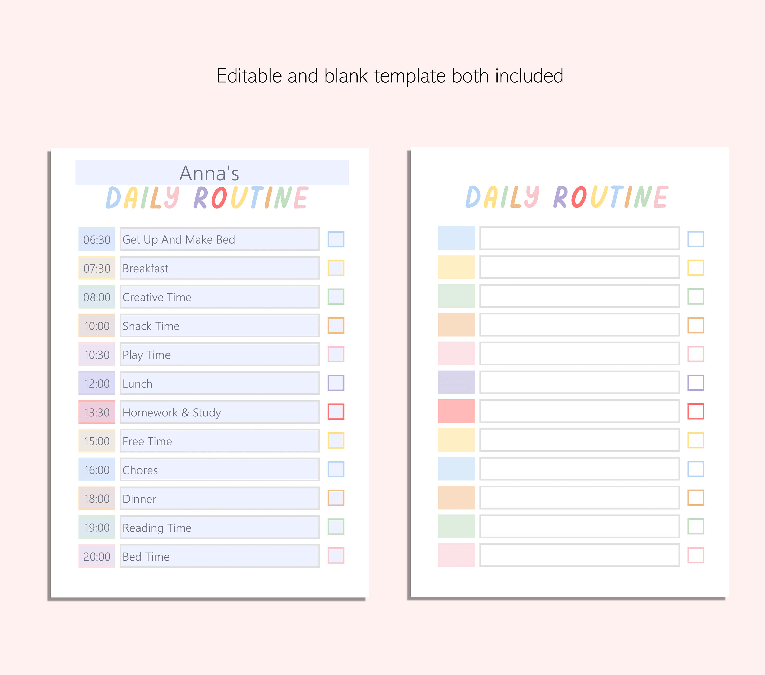 Editable Daily Routine Daily Schedule Printable Daily Timetable Planner ...