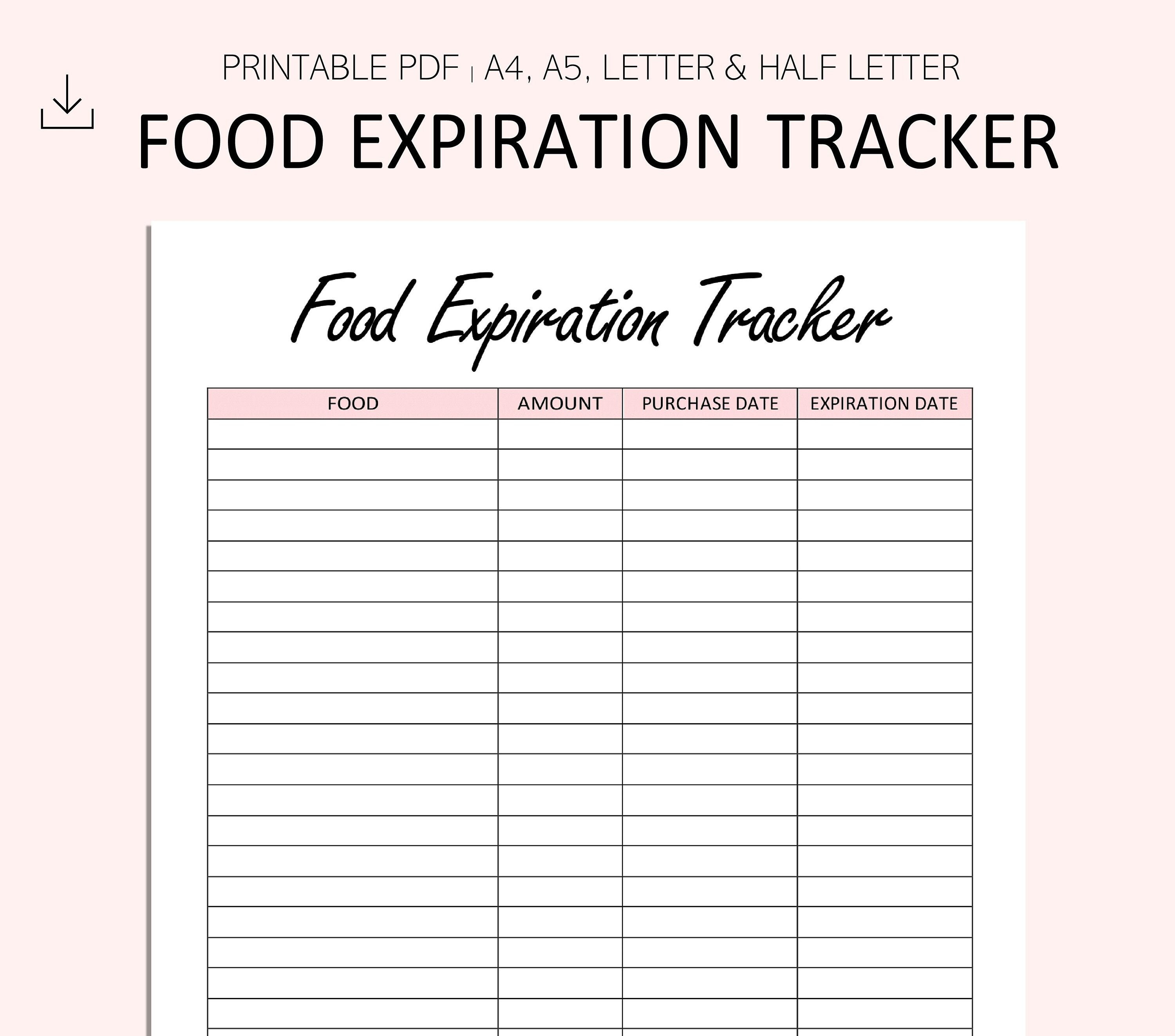 Rastreador de caducidad de alimentos imprimible Rastreador | Etsy