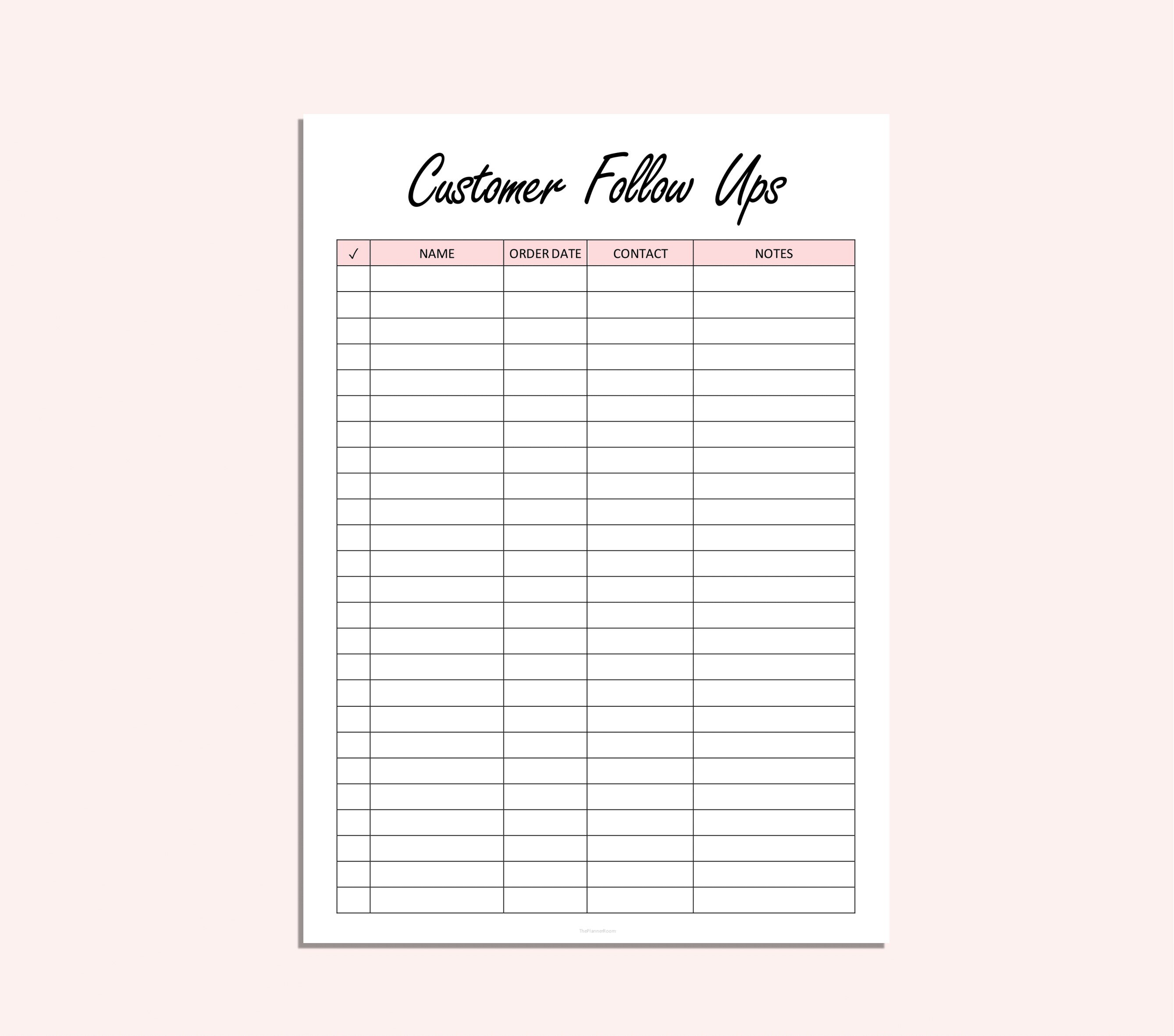 Customer Follow Ups List Printable Customer After Care - Etsy España
