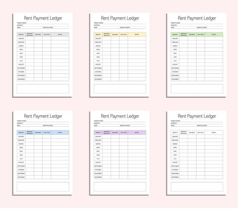Rent Payment Ledger Printable Tenant Payment Tracker Rent Payment Log