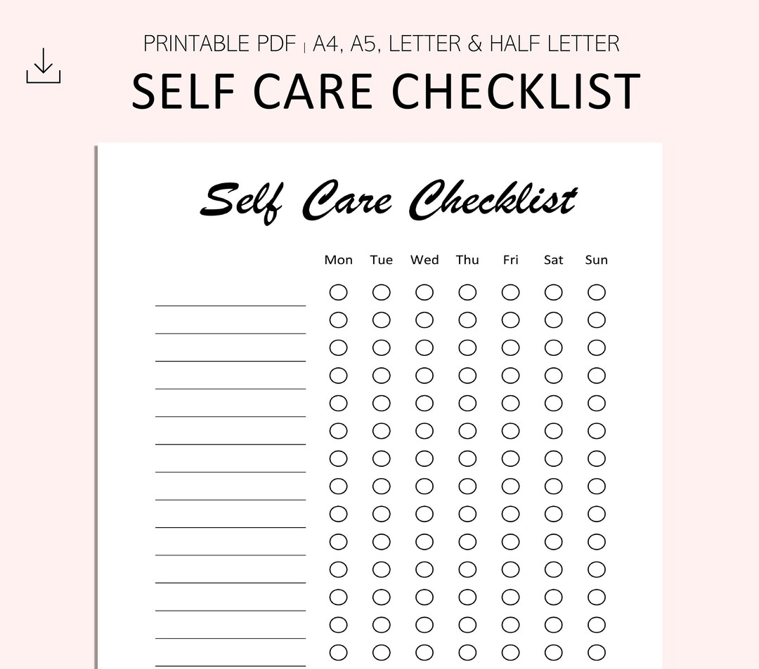 Self Care Checklist Printable PDF Routine Checklist Habit - Etsy Finland