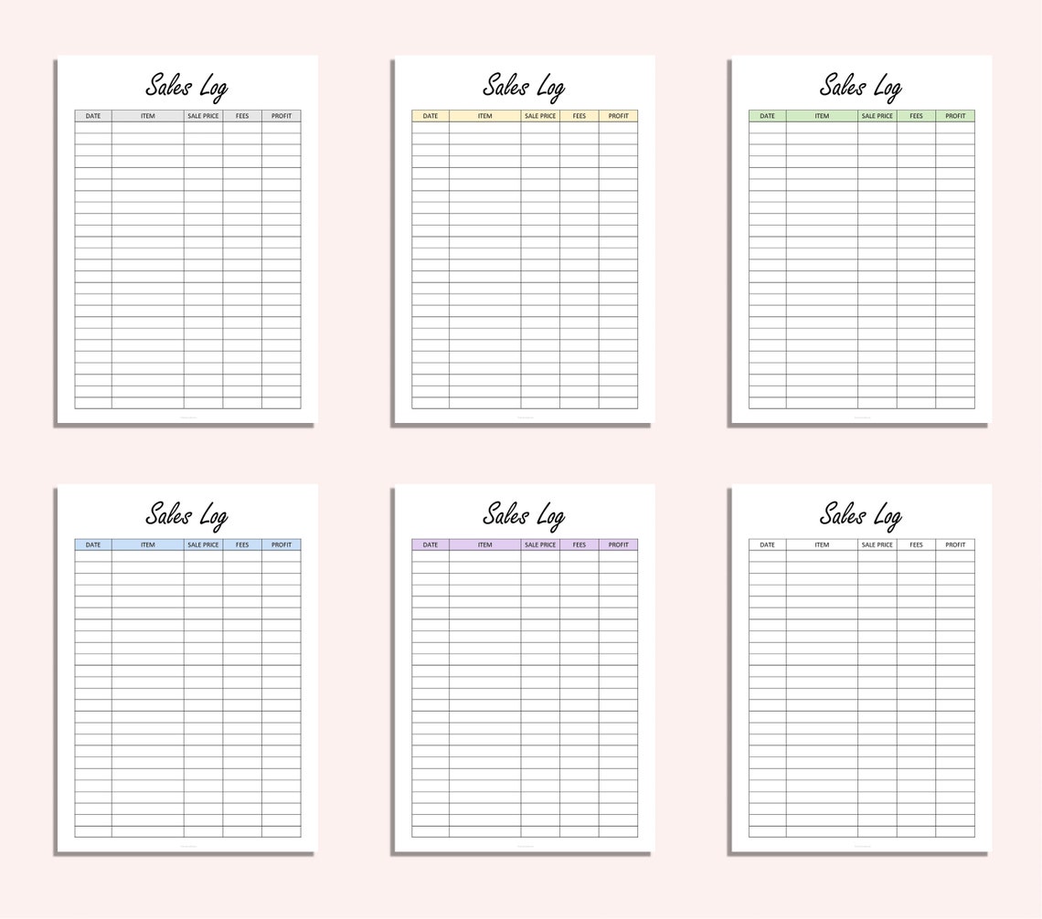 Sales Log Printable Sale Recorder Sale Profits Tracker - Etsy