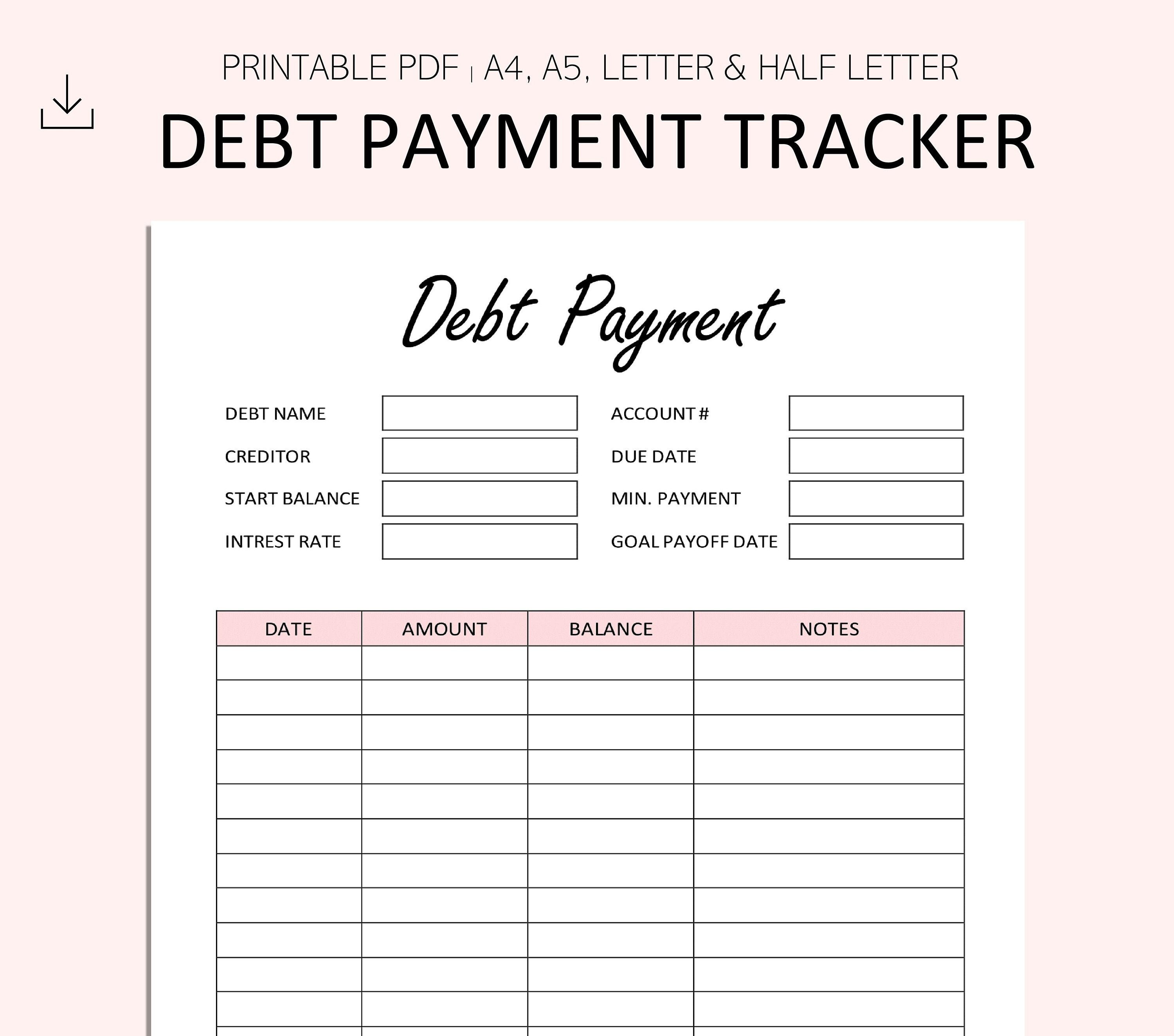 Printable Debt Payoff Tracker