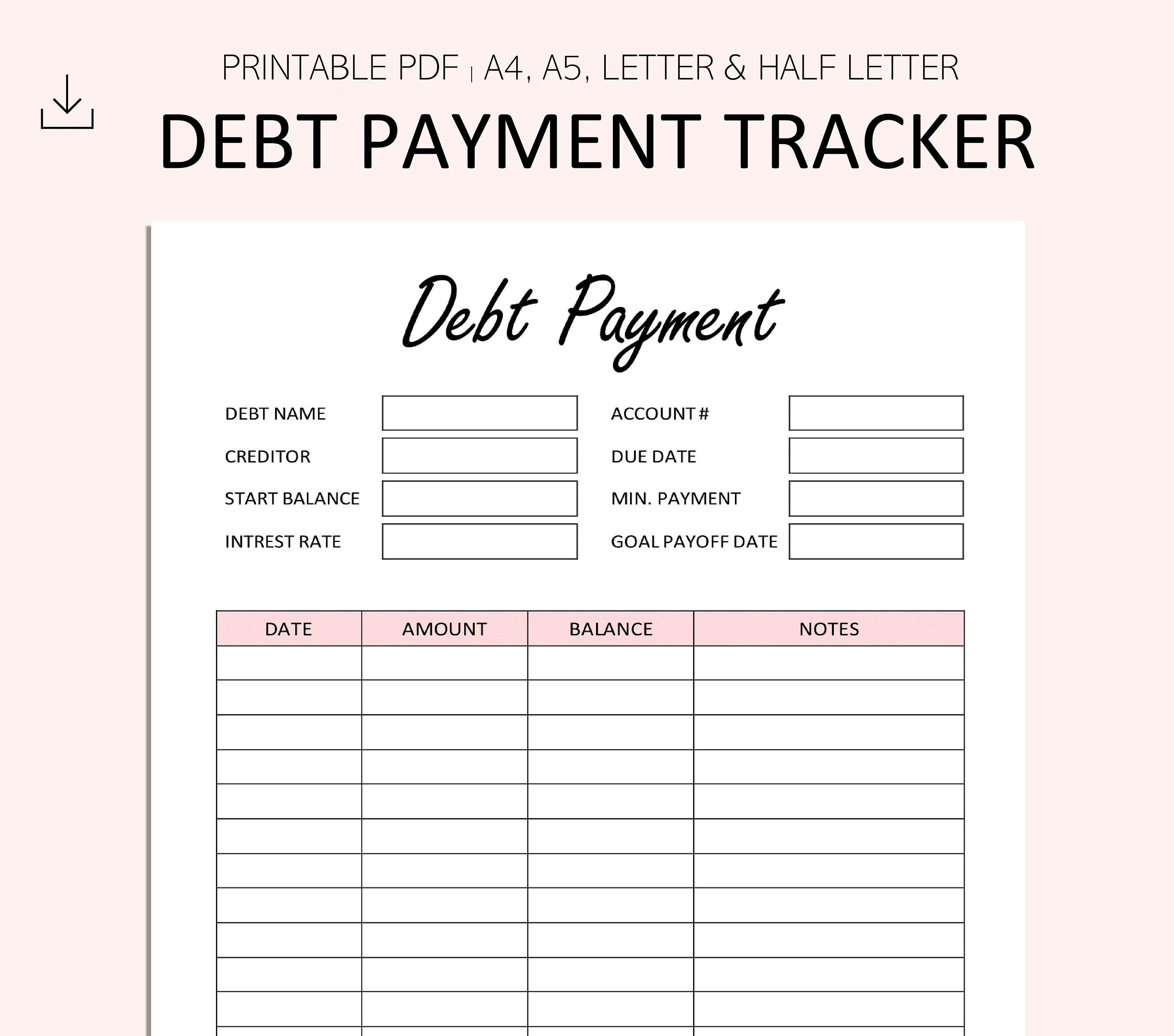 Debt Payoff Planner Printable Printable Templates
