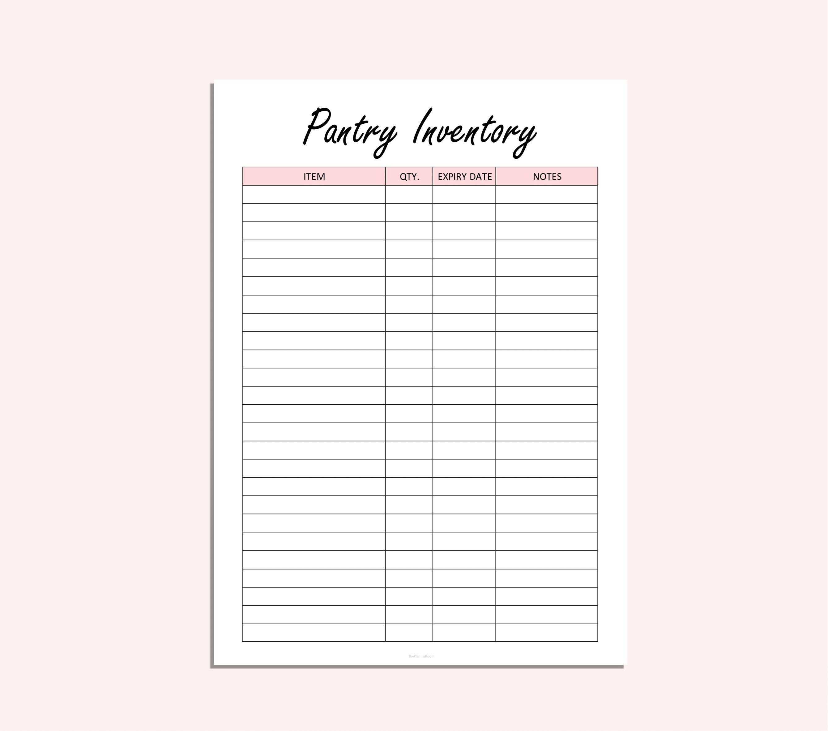 Pantry Inventory Printable Food Tracker Kitchen Cupboard Etsy