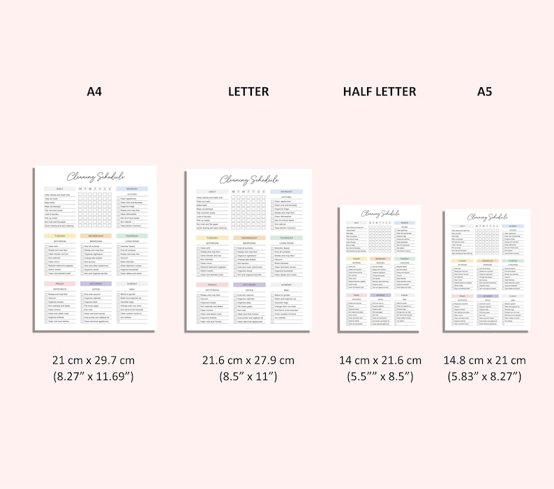 Editable Cleaning Schedule Cleaning Planner Printable Etsy