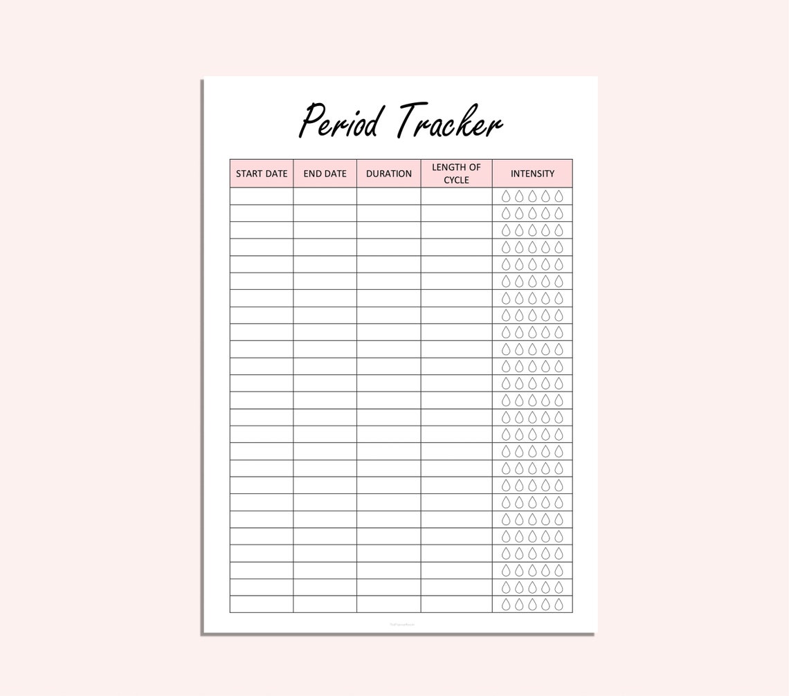 Period Tracker Printable Menstrual Log Tracker Period Log | Etsy