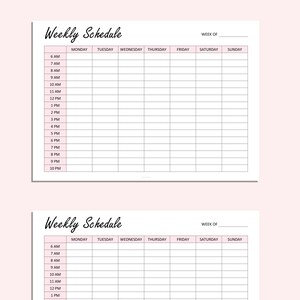 Weekly Schedule - Weekly Planner - Weekly Planner Printable - Weekly ...