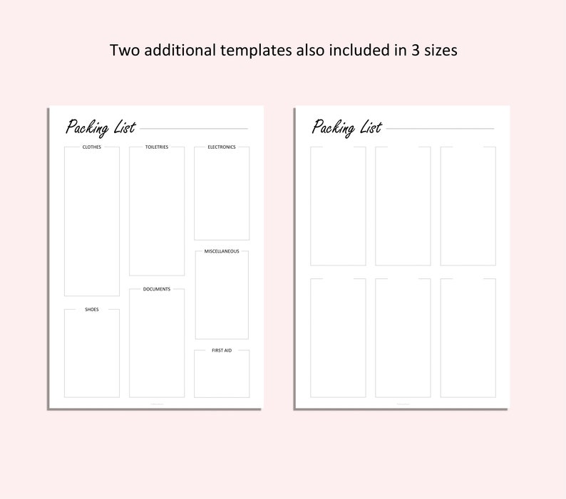 Packing List Packing Checklist Pre-Holiday Checklist Vacation Holiday Checklist PDF A4 A5 LETTER image 3