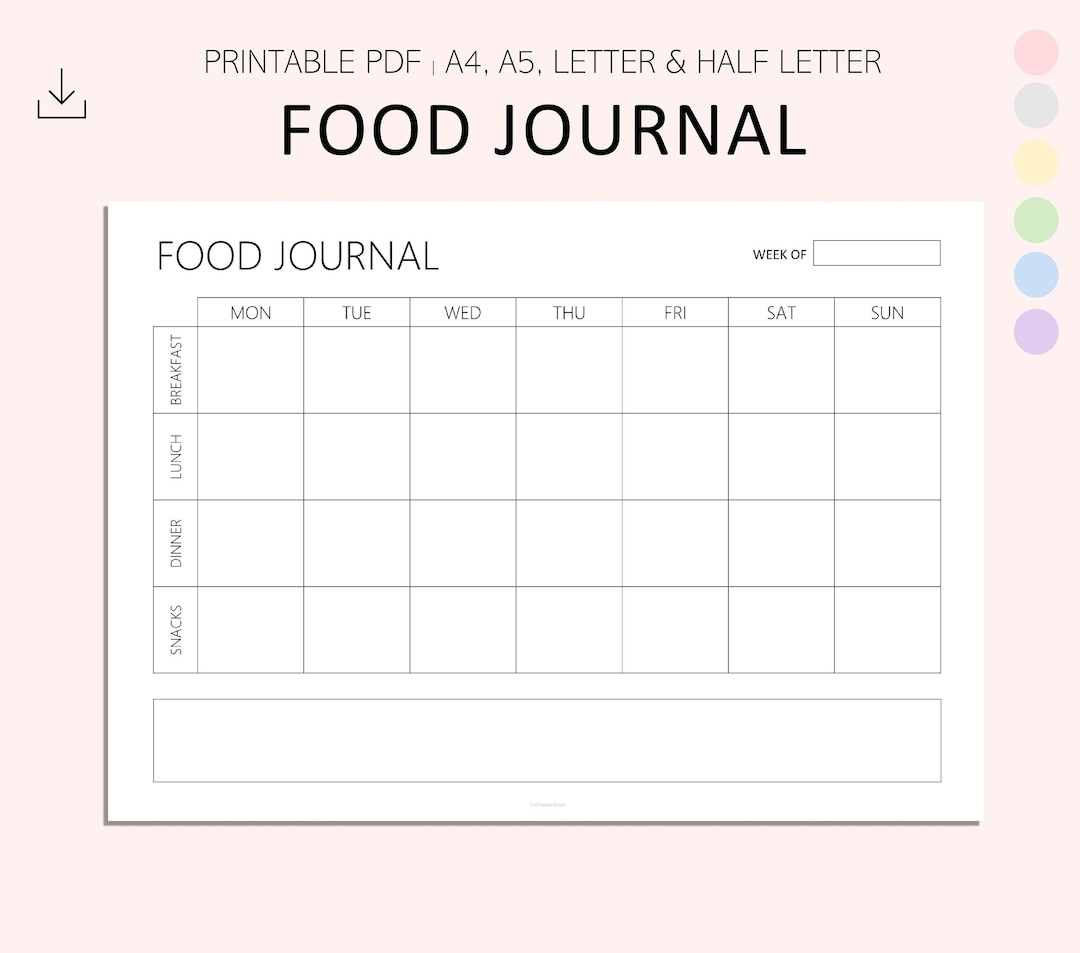 Food Journal - Food Diary - Diet Diary - Weekly Meal Planner - 7 Day Food Recorder - Week Food Journal - A4 - A5 - Letter - PDF - Etsy food-journal-food-diary-diet-diary-weekly-meal-planner-7-day-food-recorder-week-food-journal-a4-a5-letter-pdf-etsy