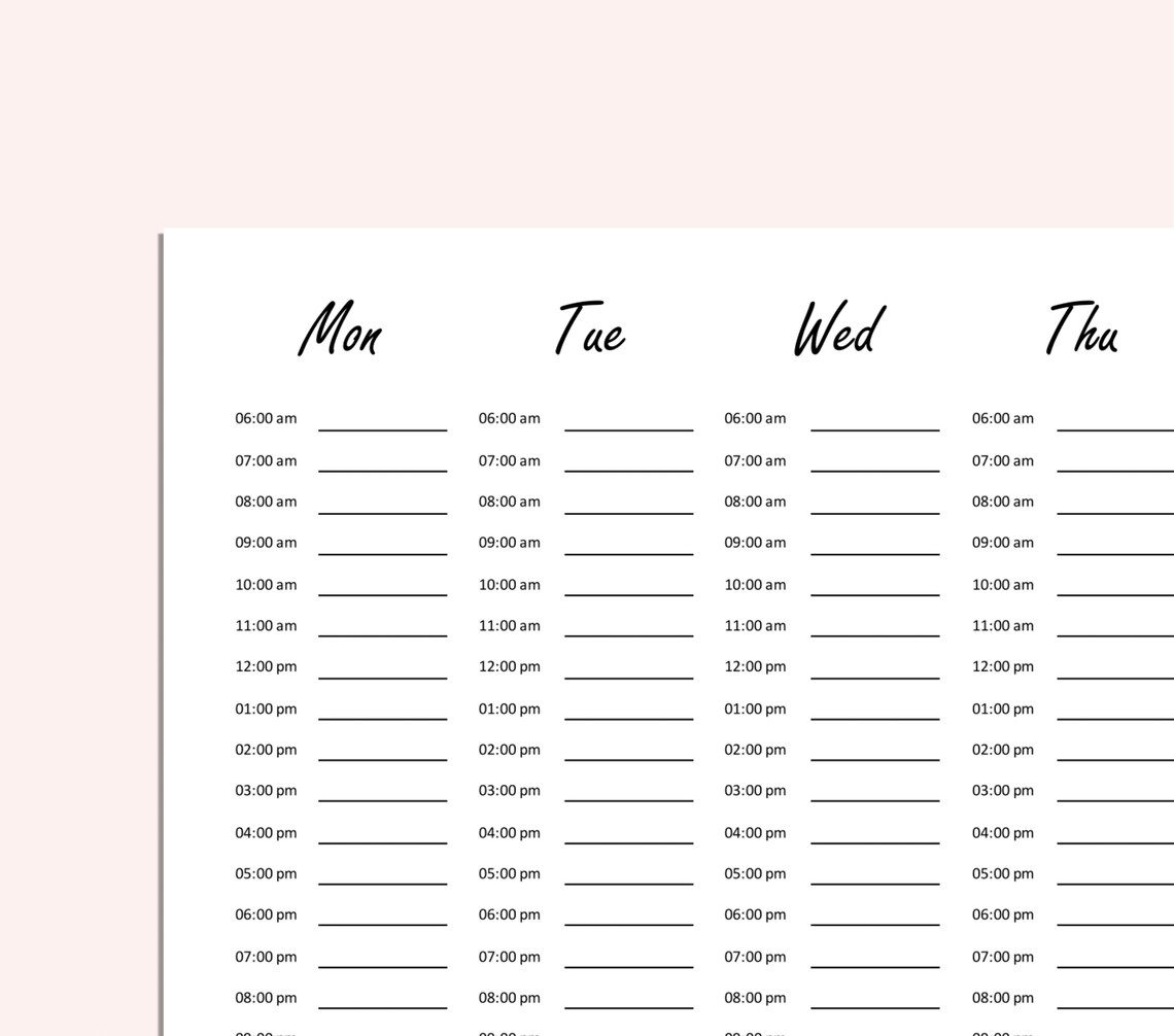 Weekly Schedule Printable Weekly Planner 30 Minute | Etsy