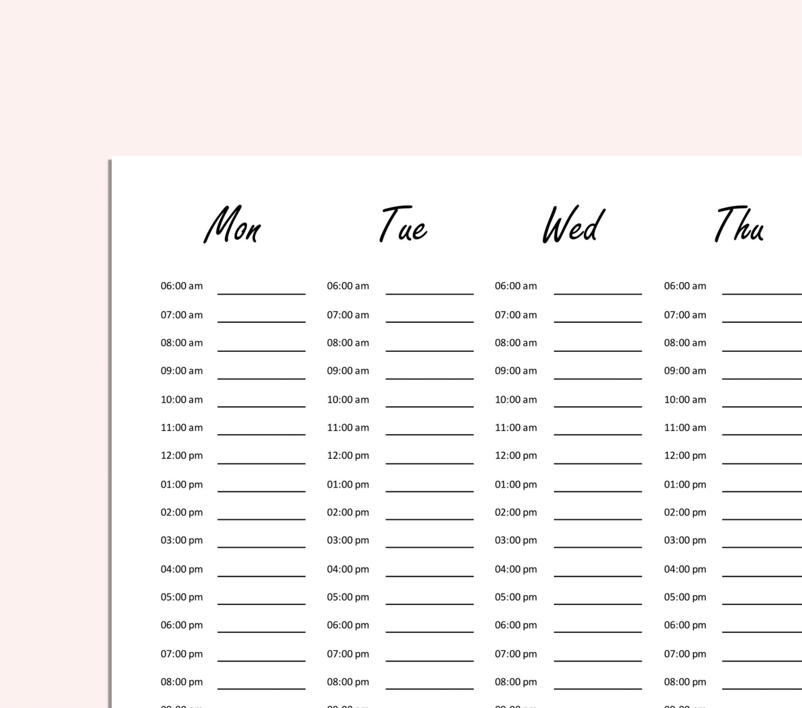 Weekly Schedule Printable Weekly Planner 30 Minute - Etsy