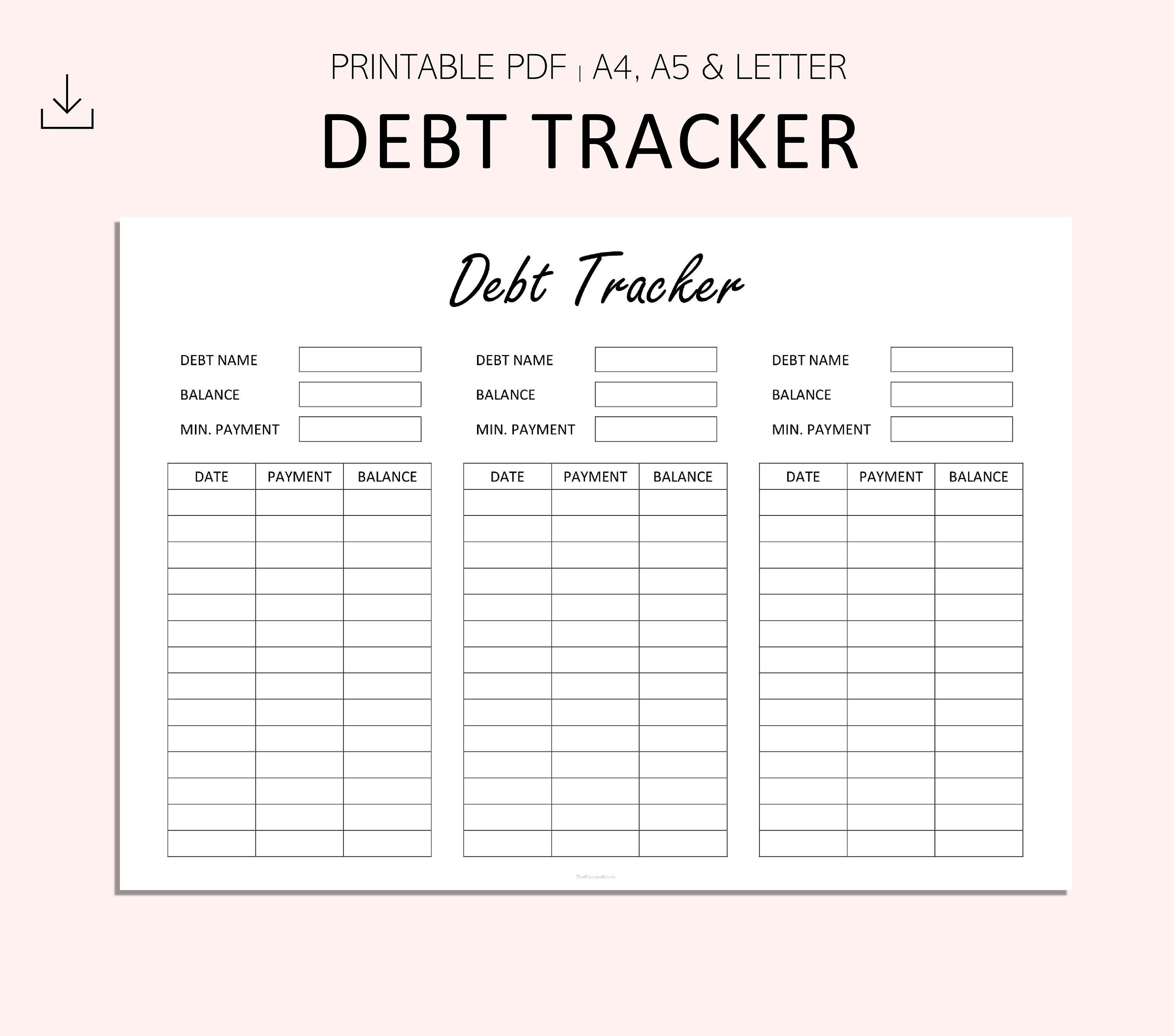 Debt Tracker Snowball Debt Tracker Printable Debt Payment - Etsy