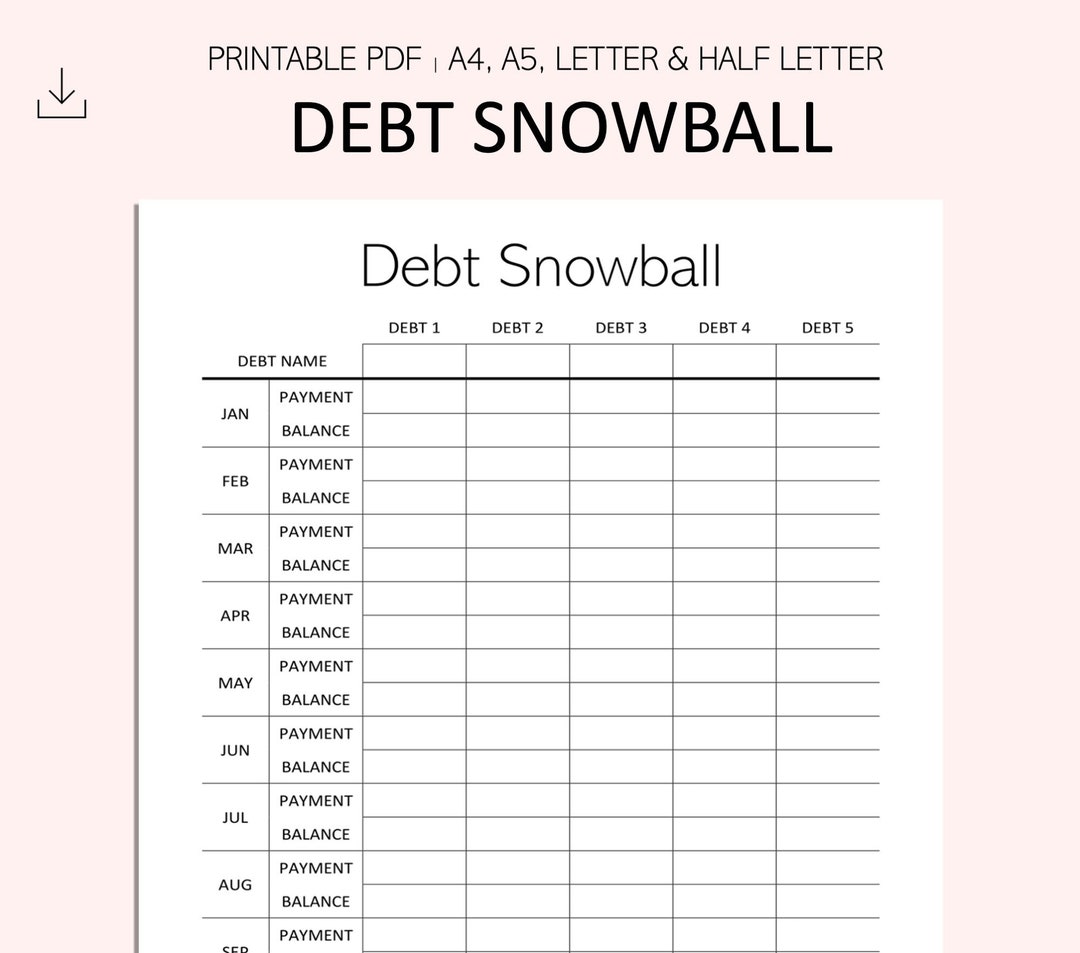 Debt Snowball Tracker Debt Payment Printable Debt Payment PDF A4 A5 ...