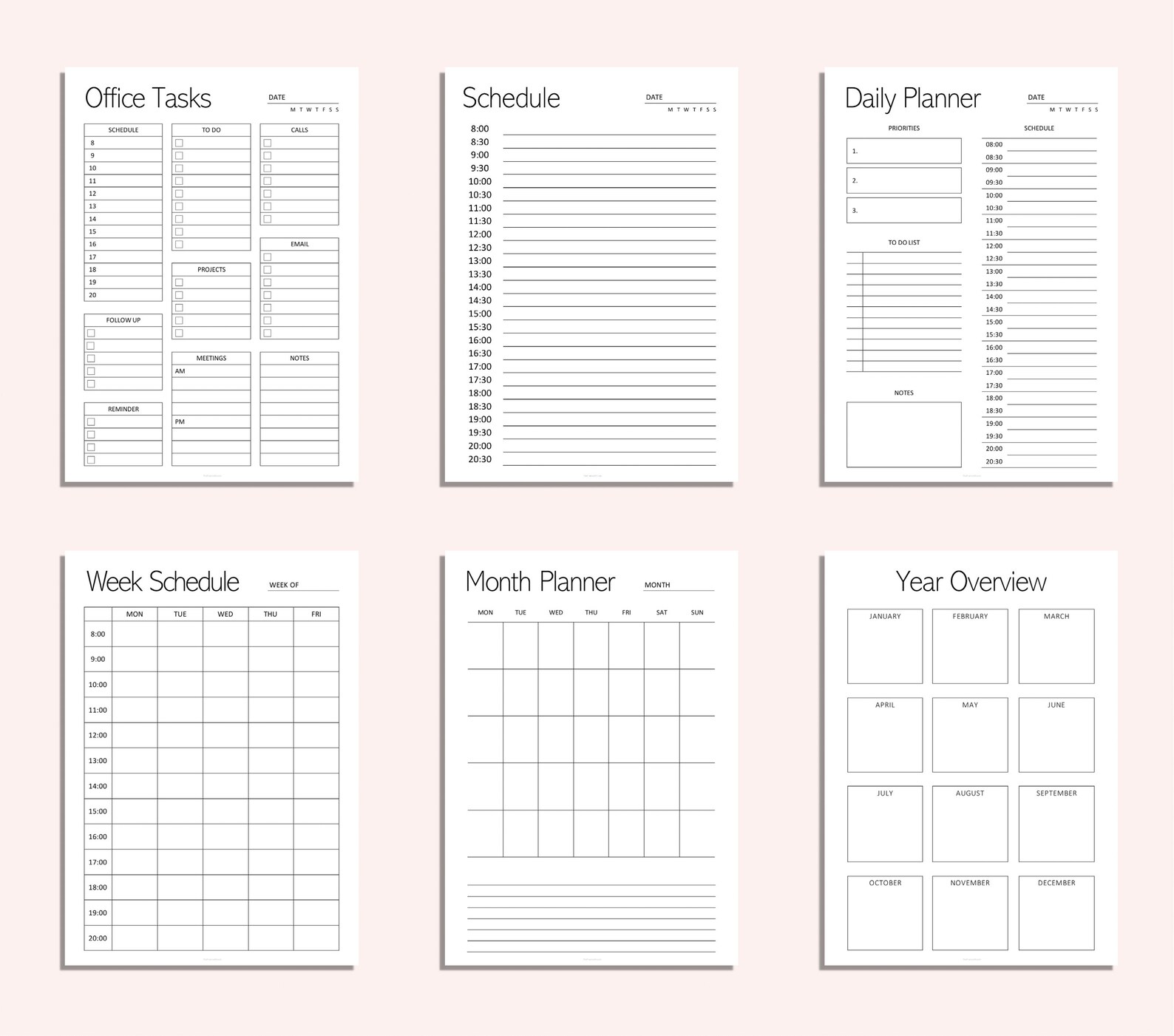 Office Tasks Planner Set office Organizer Printables Work Etsy UK