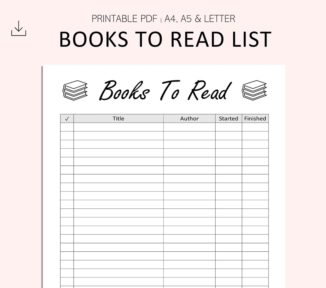Bücher zu lesen Liste Buch lesen Tracker druckbare Etsy