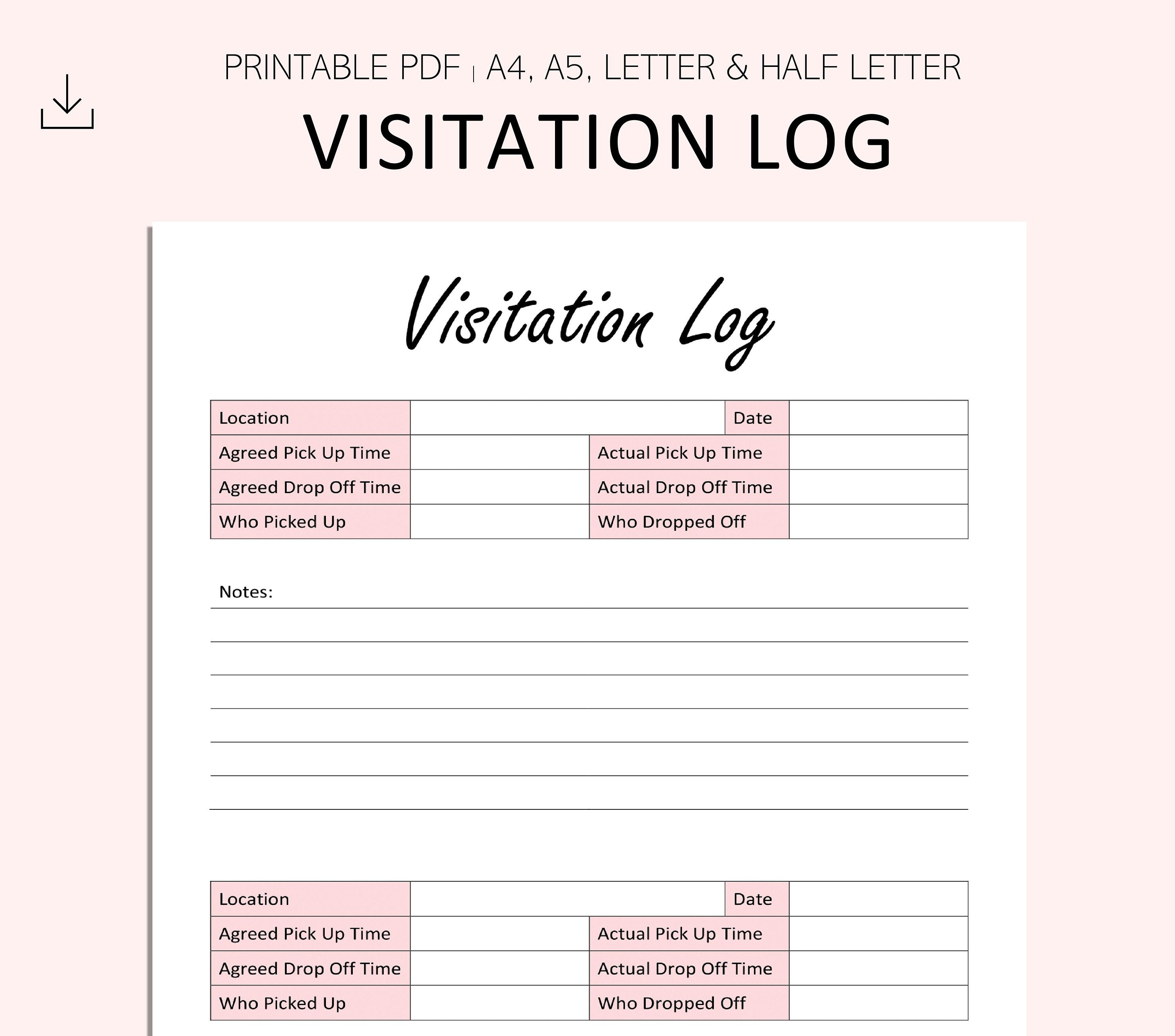 visitation-log-printable-child-care-log-child-visits-etsy-ireland
