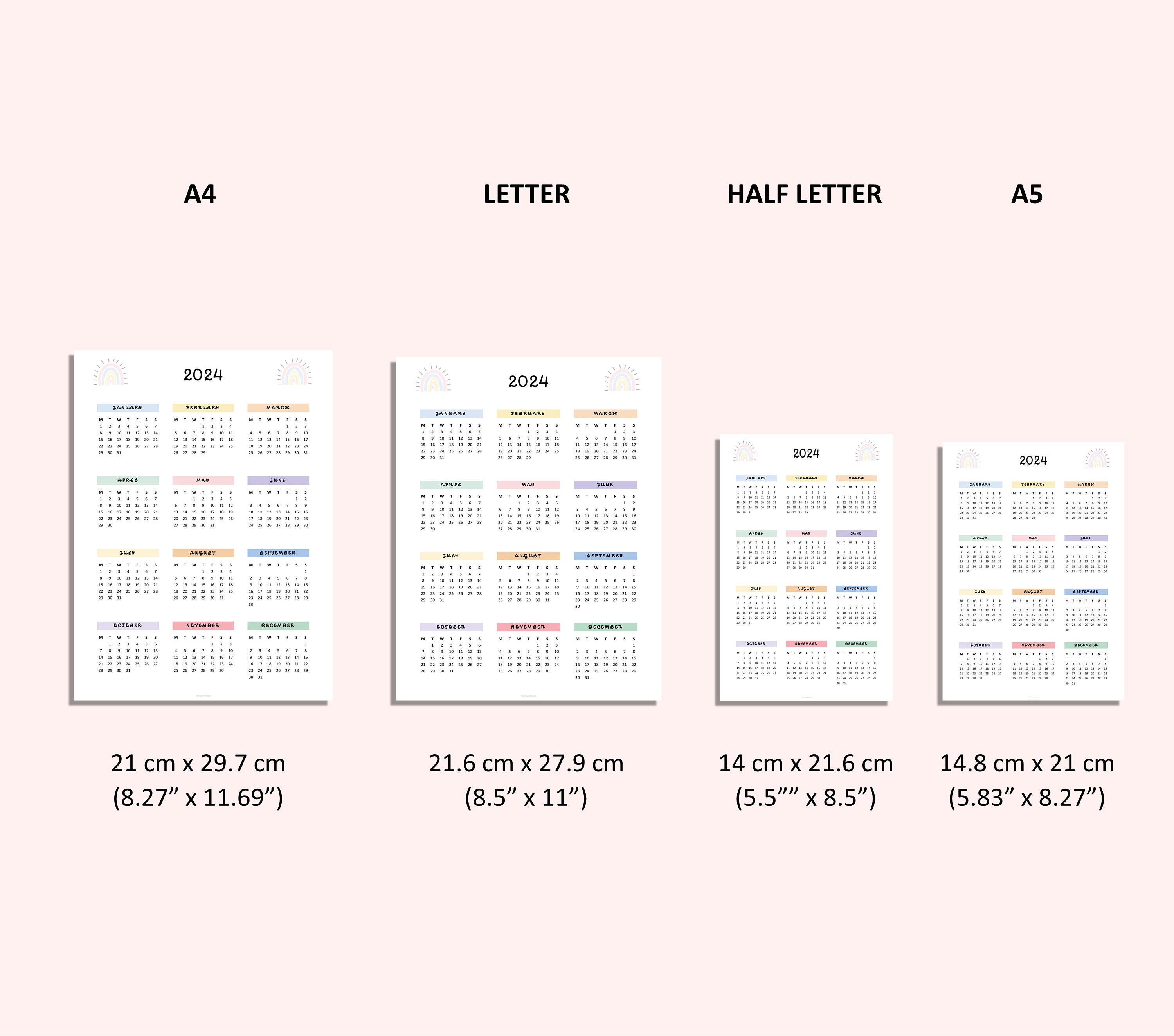 2024 Rainbow Calendar 2024 Printable Calendar 2024 Digital Calendar