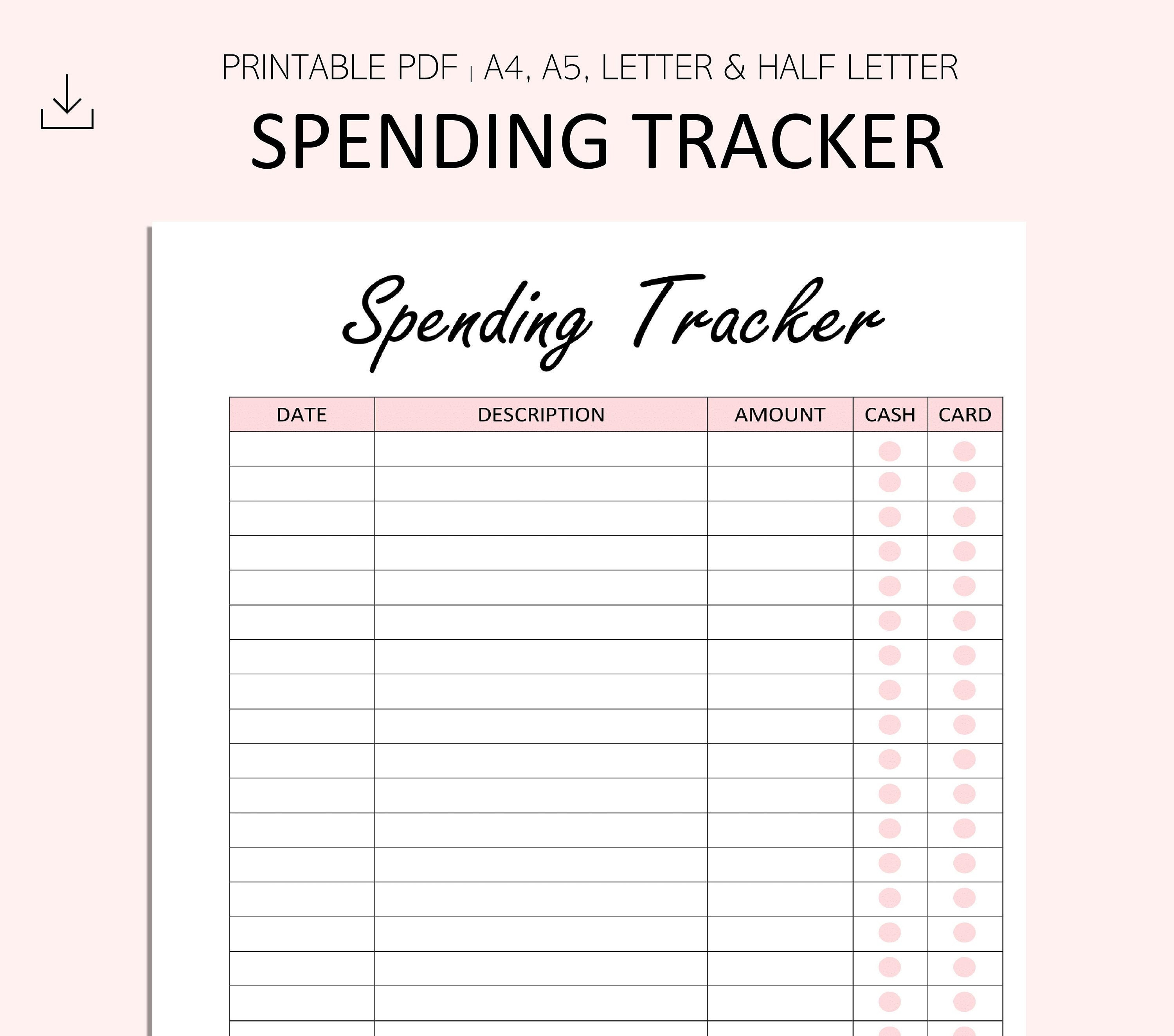 Spending Tracker Expense Tracker Printable Spending Log Etsy Ireland