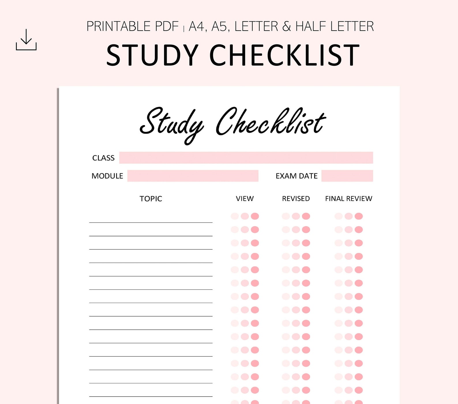 Study Checklist Exam Study Prep Printable Revision Tracker Etsy Australia