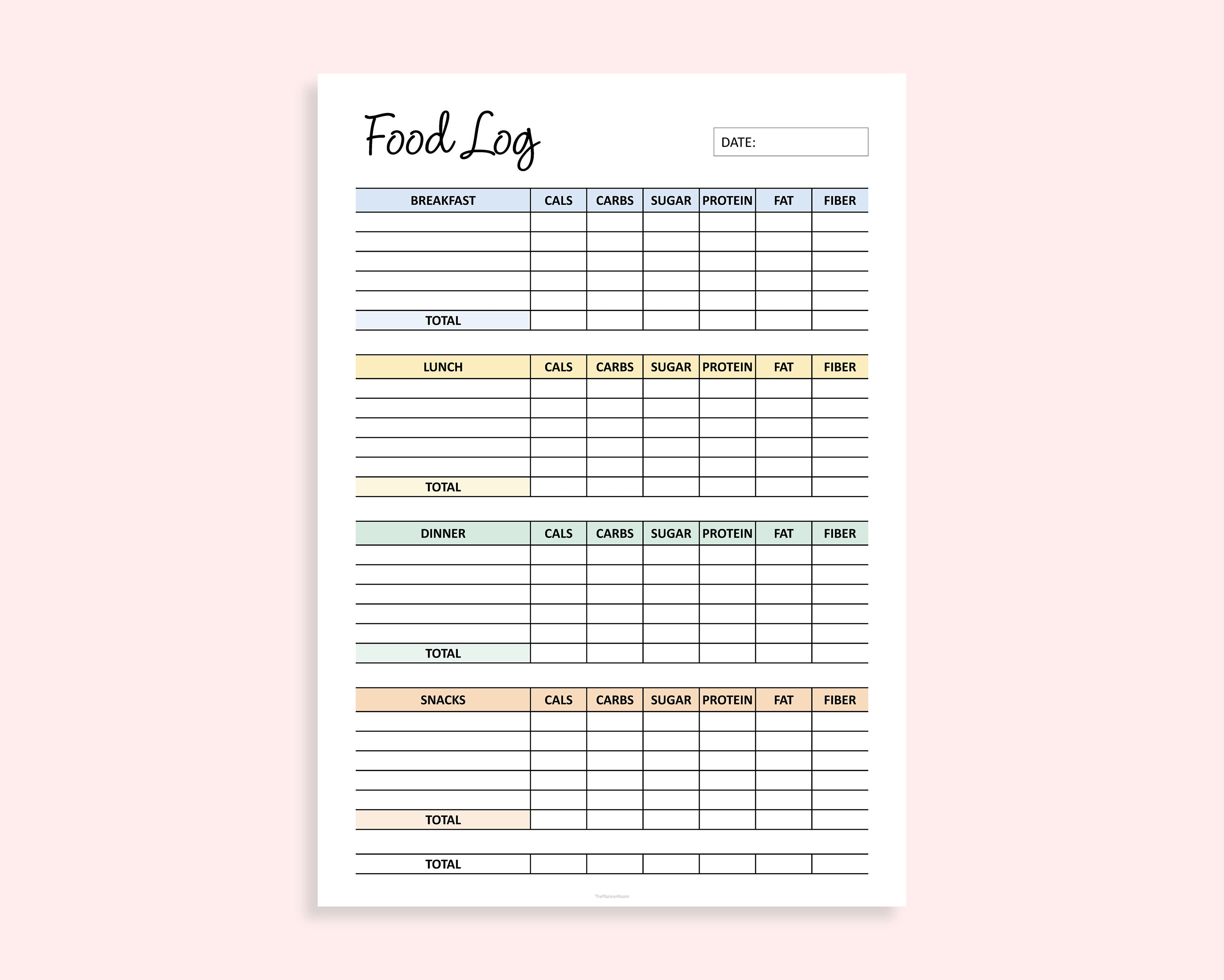 Editable Food Log Printable Calories Log Calorie Tracker - Etsy