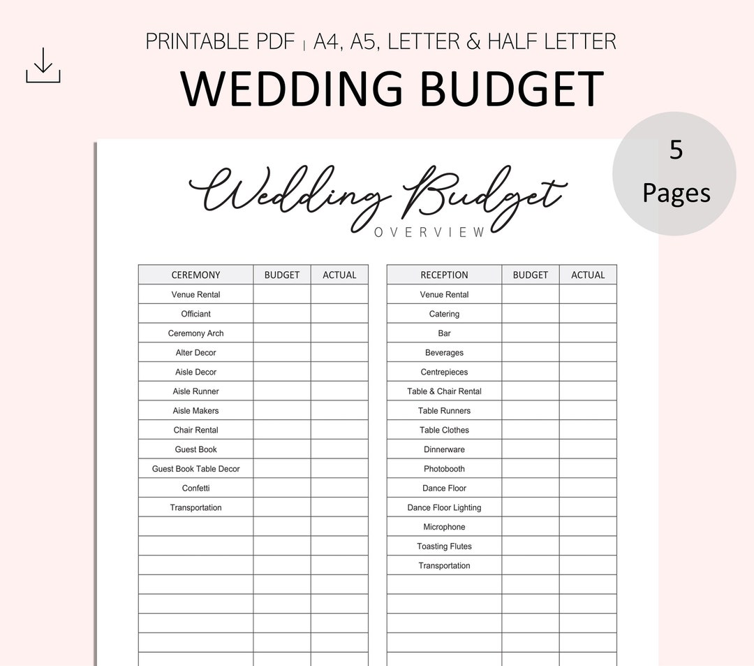 Wedding Budget Printable Printable Wedding Expense Tracker Etsy Wedding Budget Printable Printable Wedding Expense Tracker Etsy