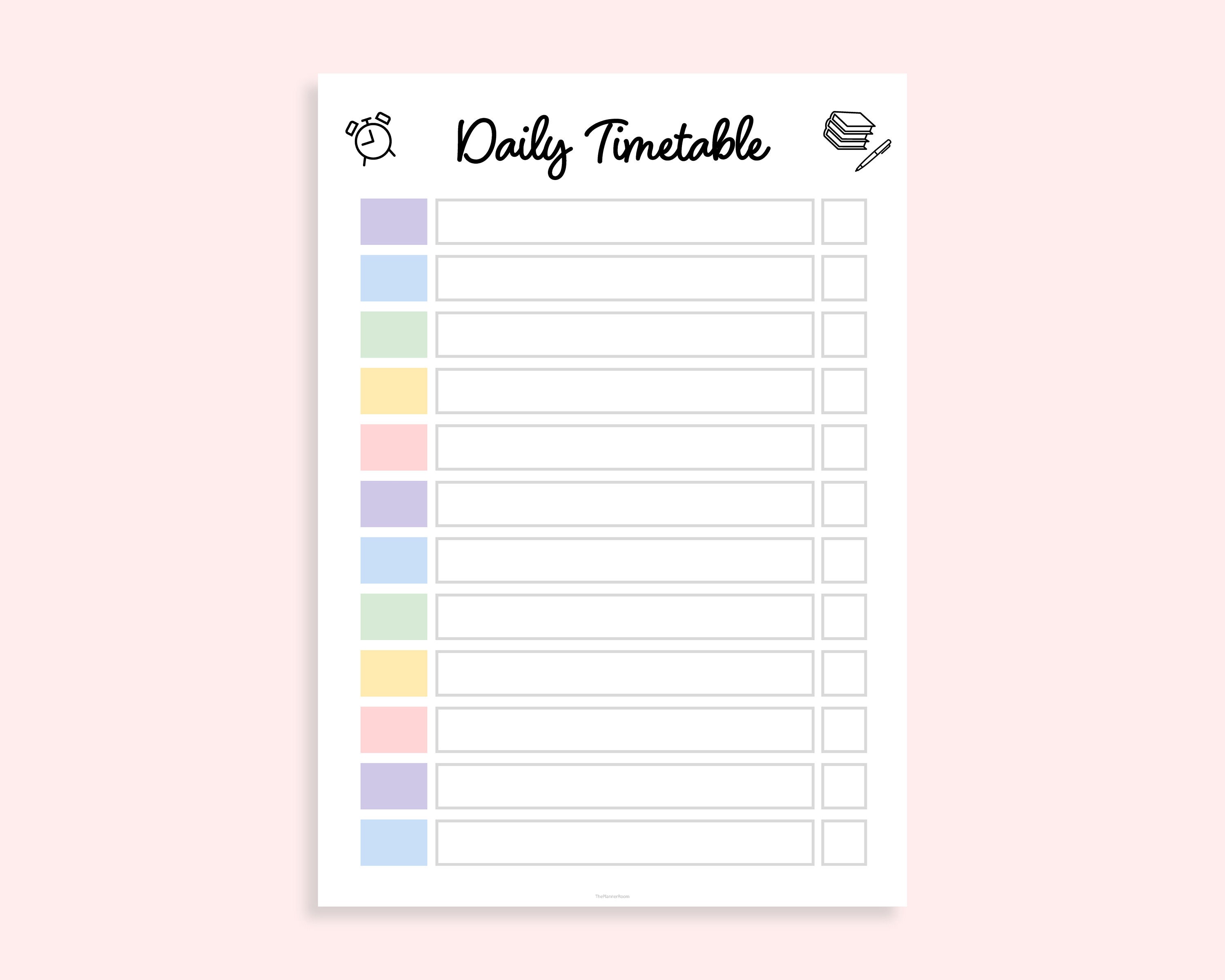 Editable daily timetable printable homeschool schedule etsy