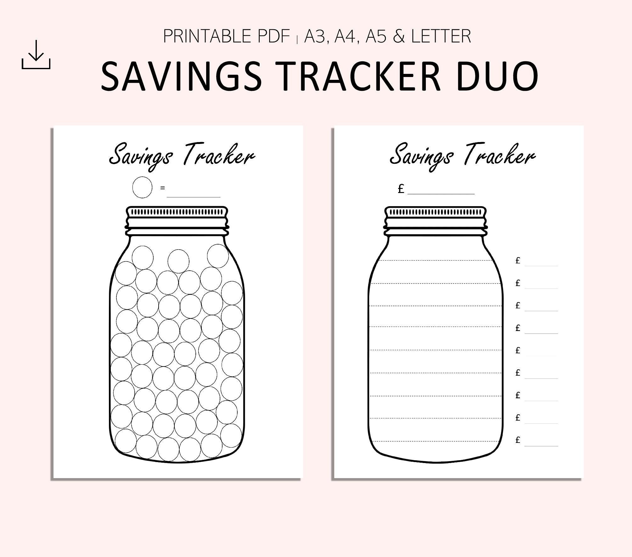 Savings Tracker Jar Savings Tracker Goal Tracker Savings Challenge