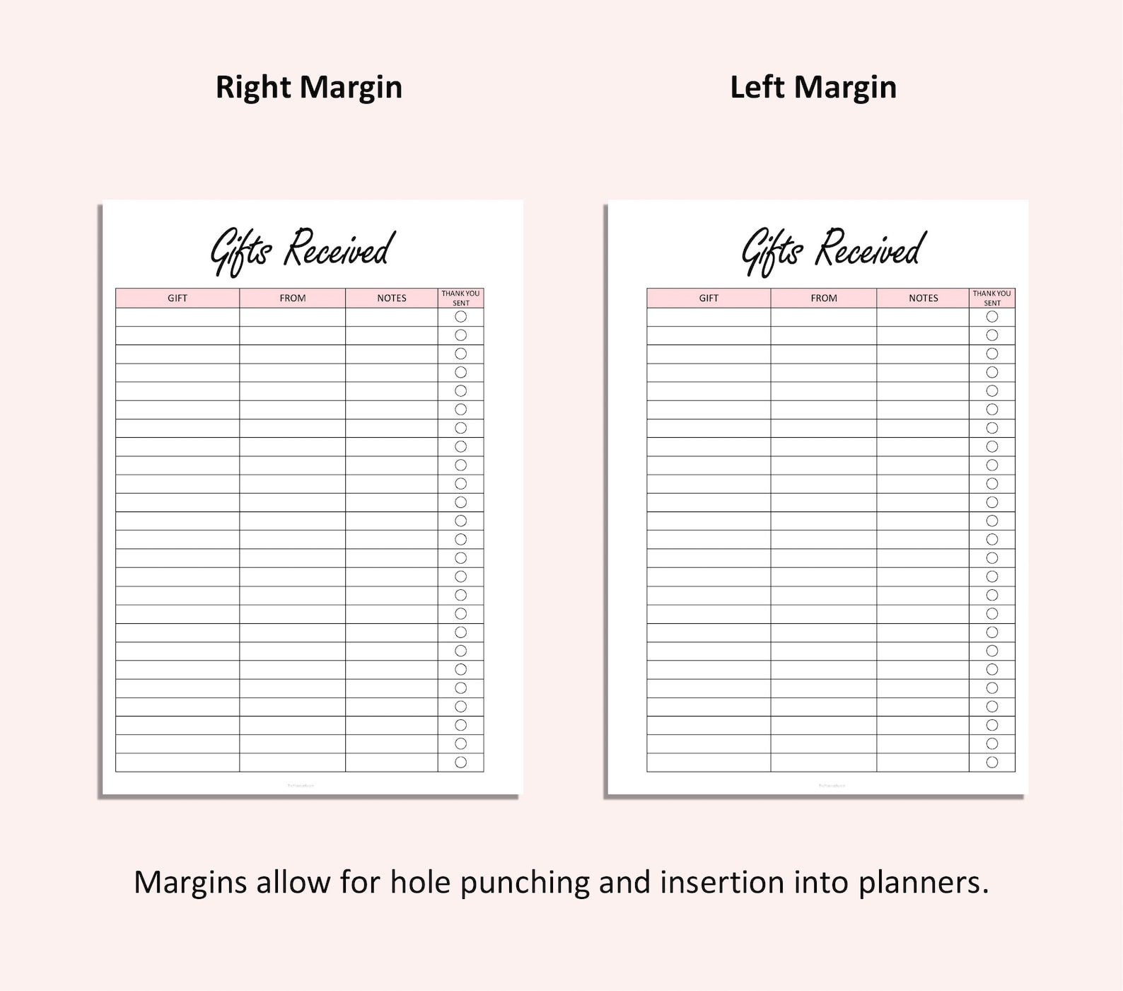 Gifts Received Tracker Printable Gift Register Gifts Etsy