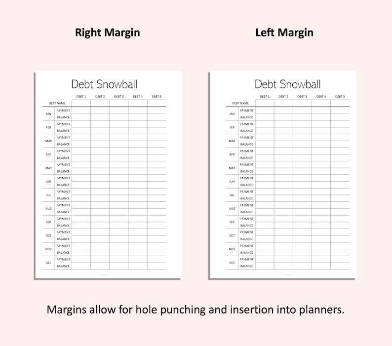 Debt Snowball A5 Printable