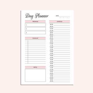 Day Planner Printable Daily Schedule Printable 30 minute interval PDF A4 A5 LETTER image 2