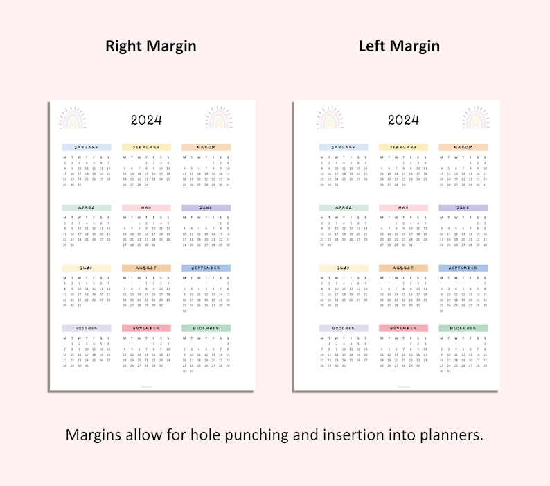 2023 2024 Rainbow Calendar 2023 2024 Printable Calendar 2023 2024