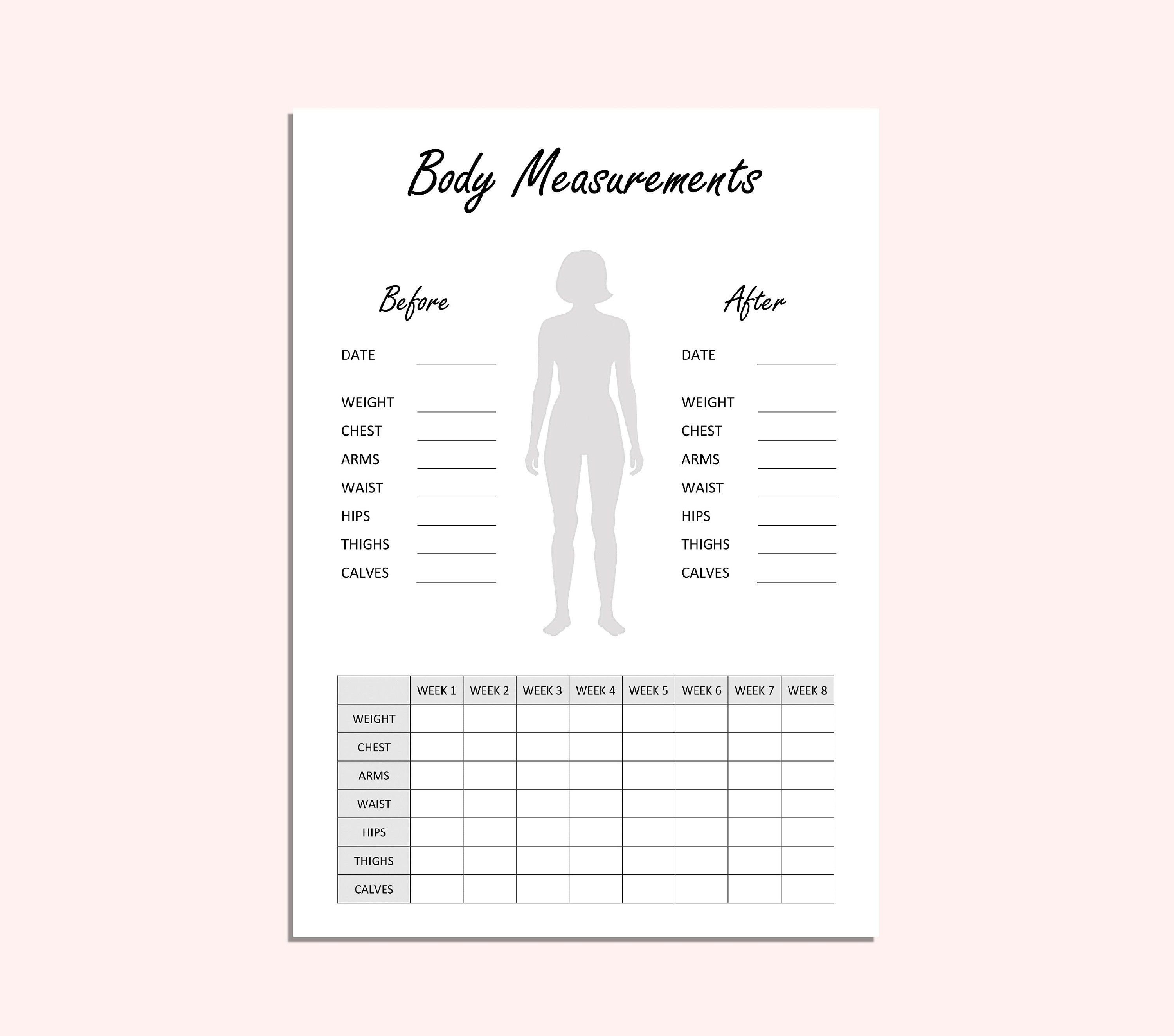 Body Measurement Tracker Body Measurement Chart Weight Loss Tracker