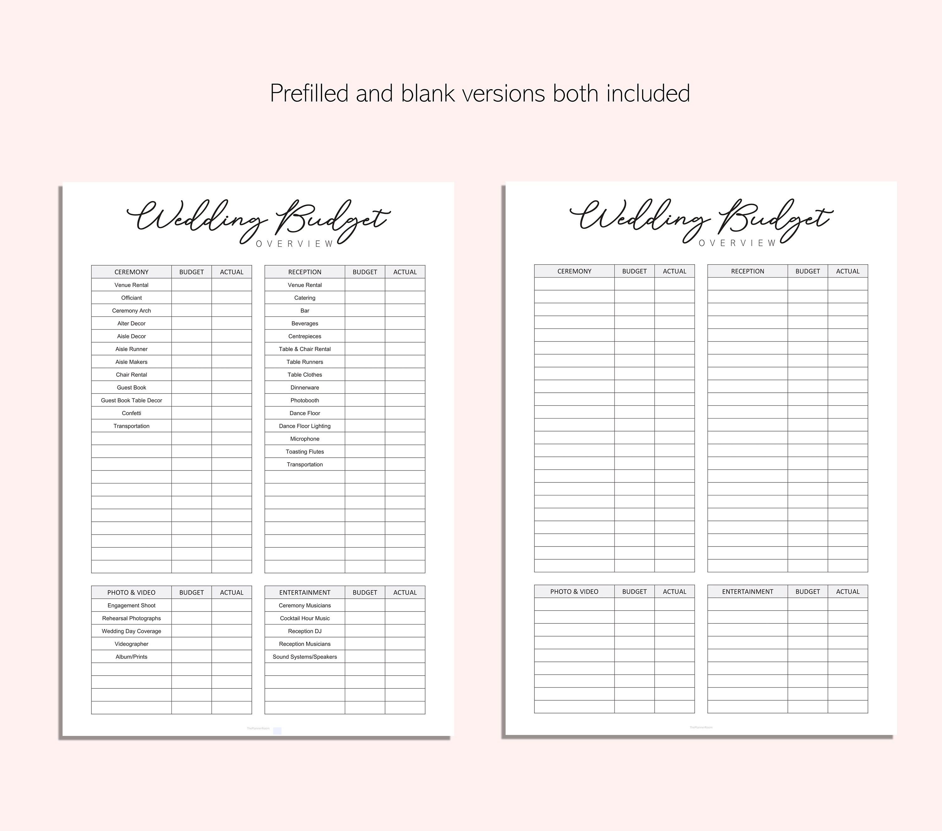 Wedding Budget Printable Printable Wedding Expense Tracker - Etsy