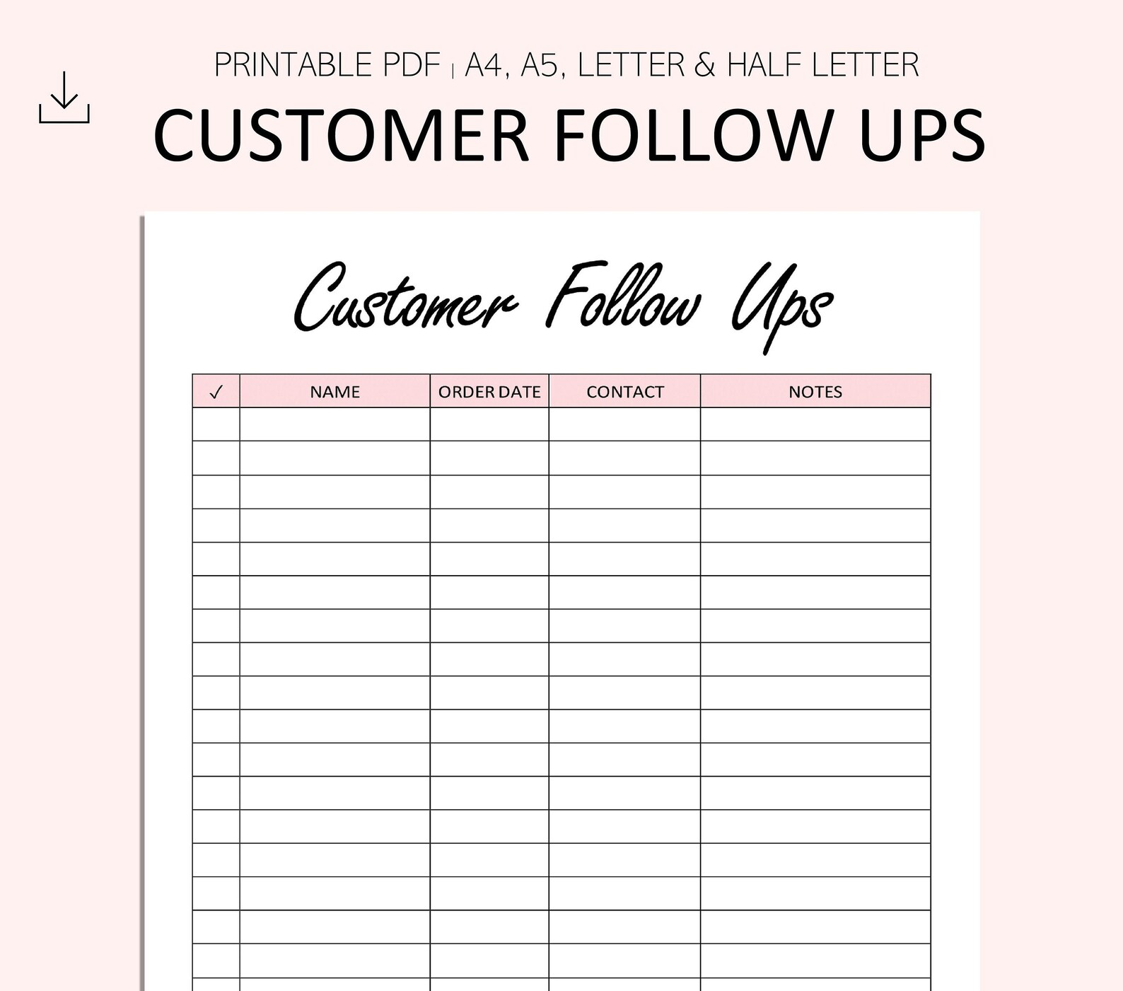 Customer Follow Ups List Printable Customer After Care - Etsy Italia