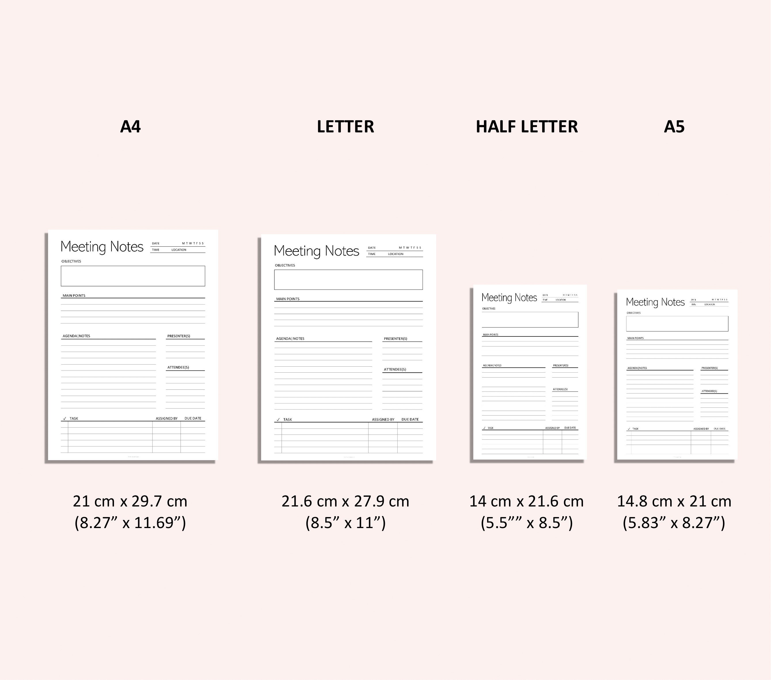 Meeting Notes Printable Work Planner Meeting Agenda Record Work Notes ...