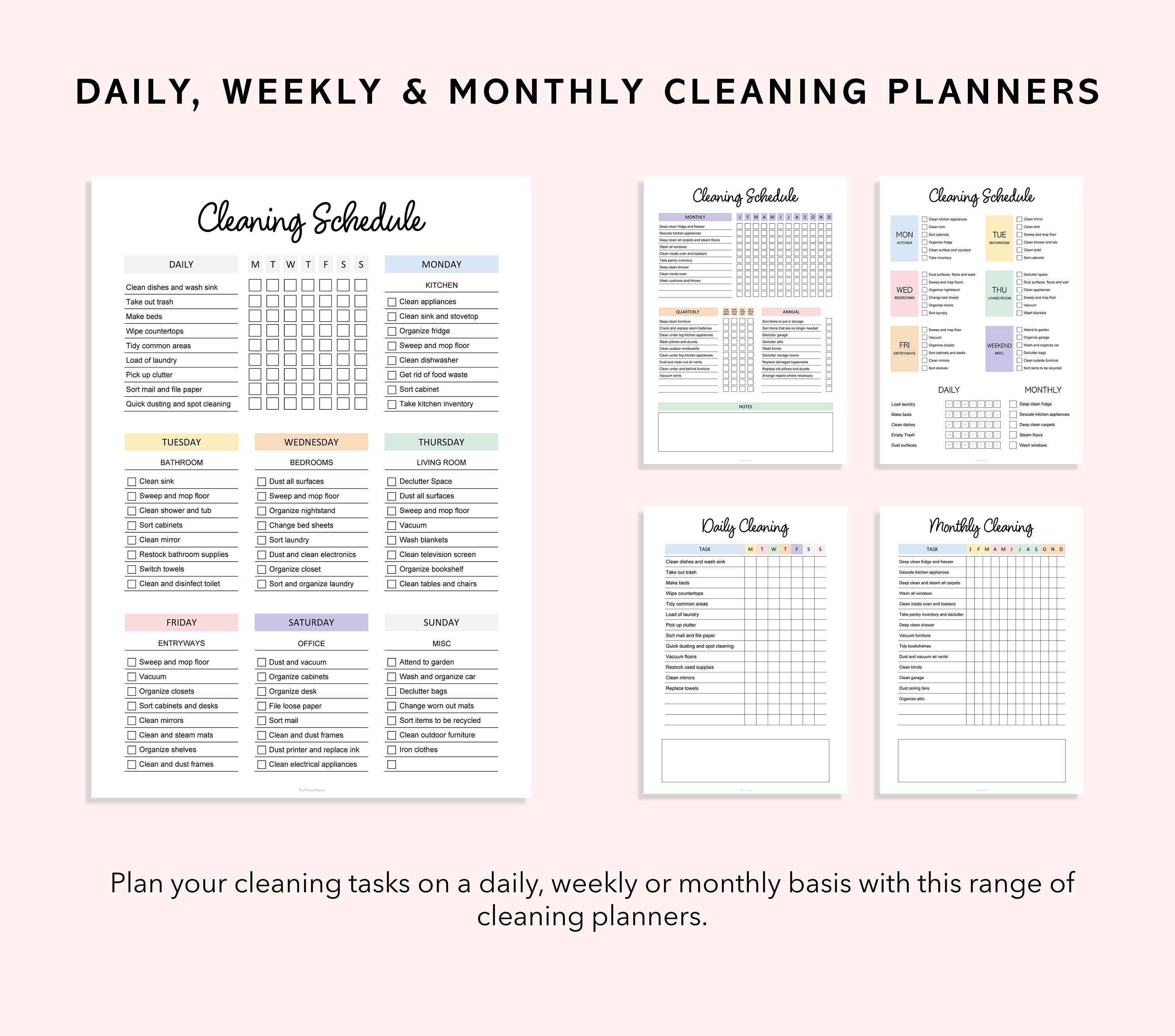 Ultimate Cleaning Planner - Editable Cleaning Schedule - Declutter ...