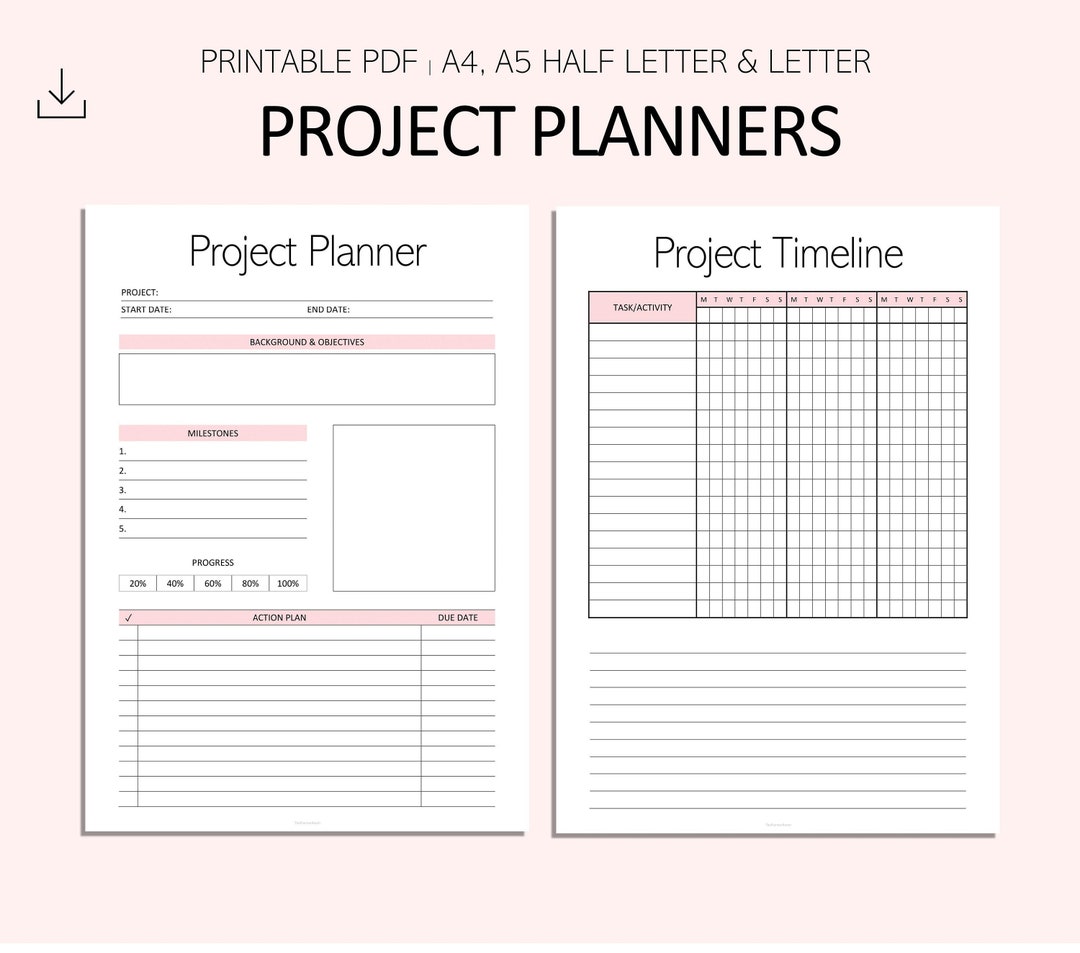 Project Planner Printable Project to Do List Task Tracker PDF A4 A5 ...