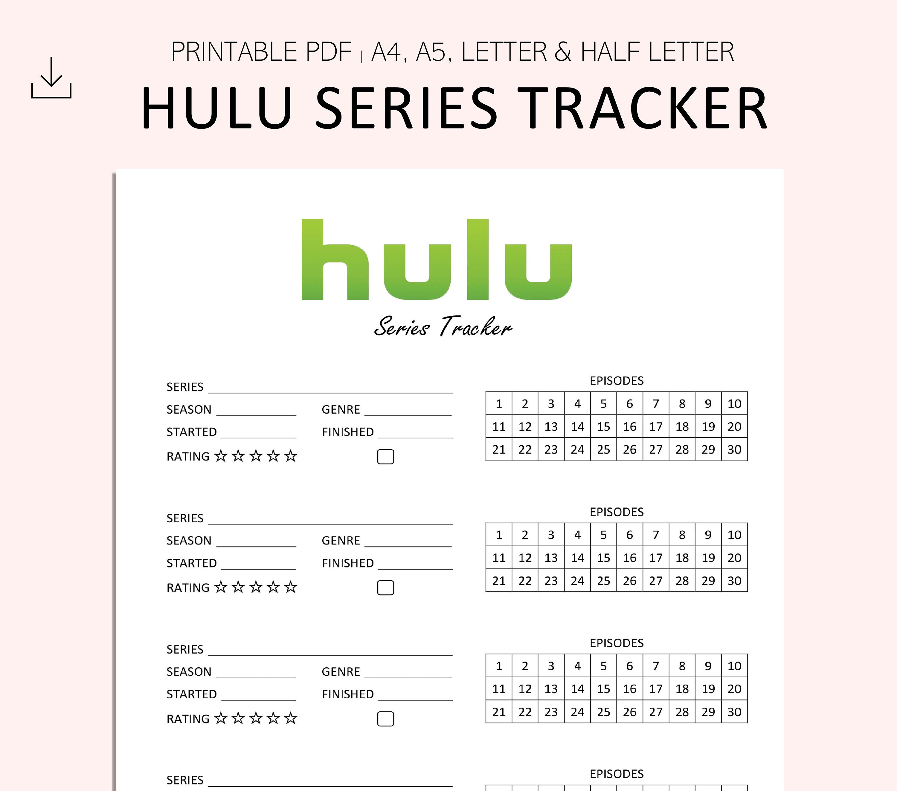 Hulu Series Tracker Series Tracker Printable Series List | Etsy