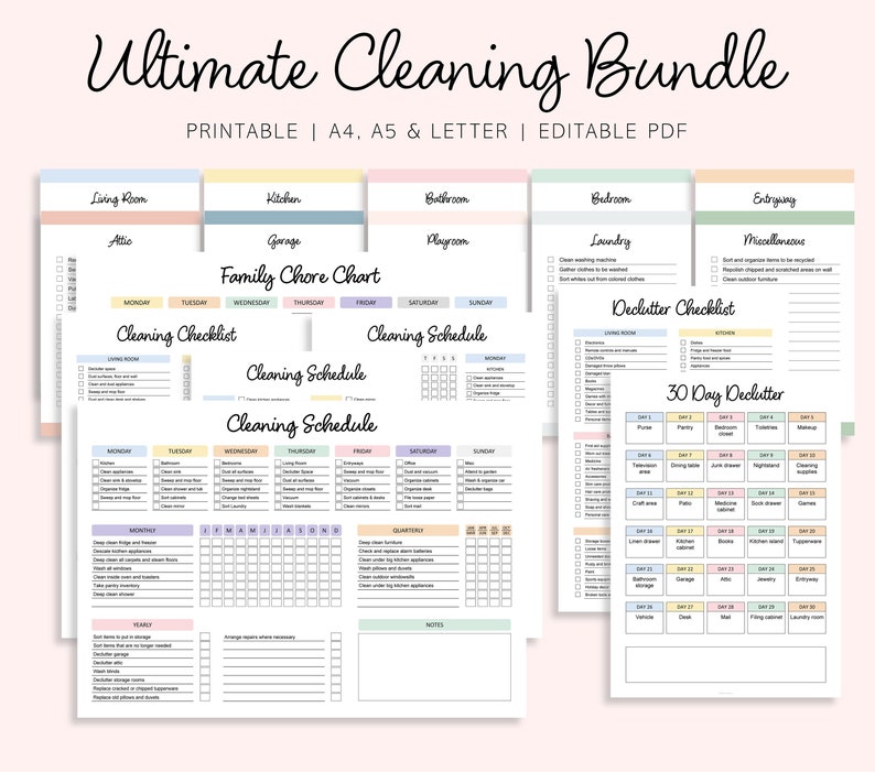 Ultimate Cleaning Planner - Editable Cleaning Schedule - Declutter ...