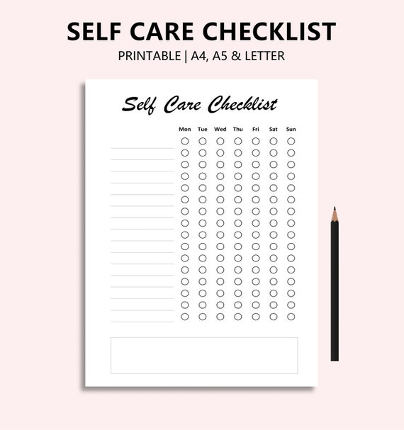 Self Care Checklist Printable PDF Routine Checklist Habit