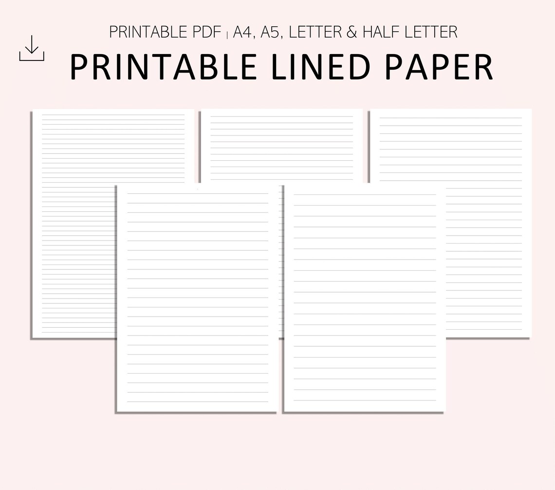 Printable Lined Page Lined Sheets Printable Lined Notes | Etsy