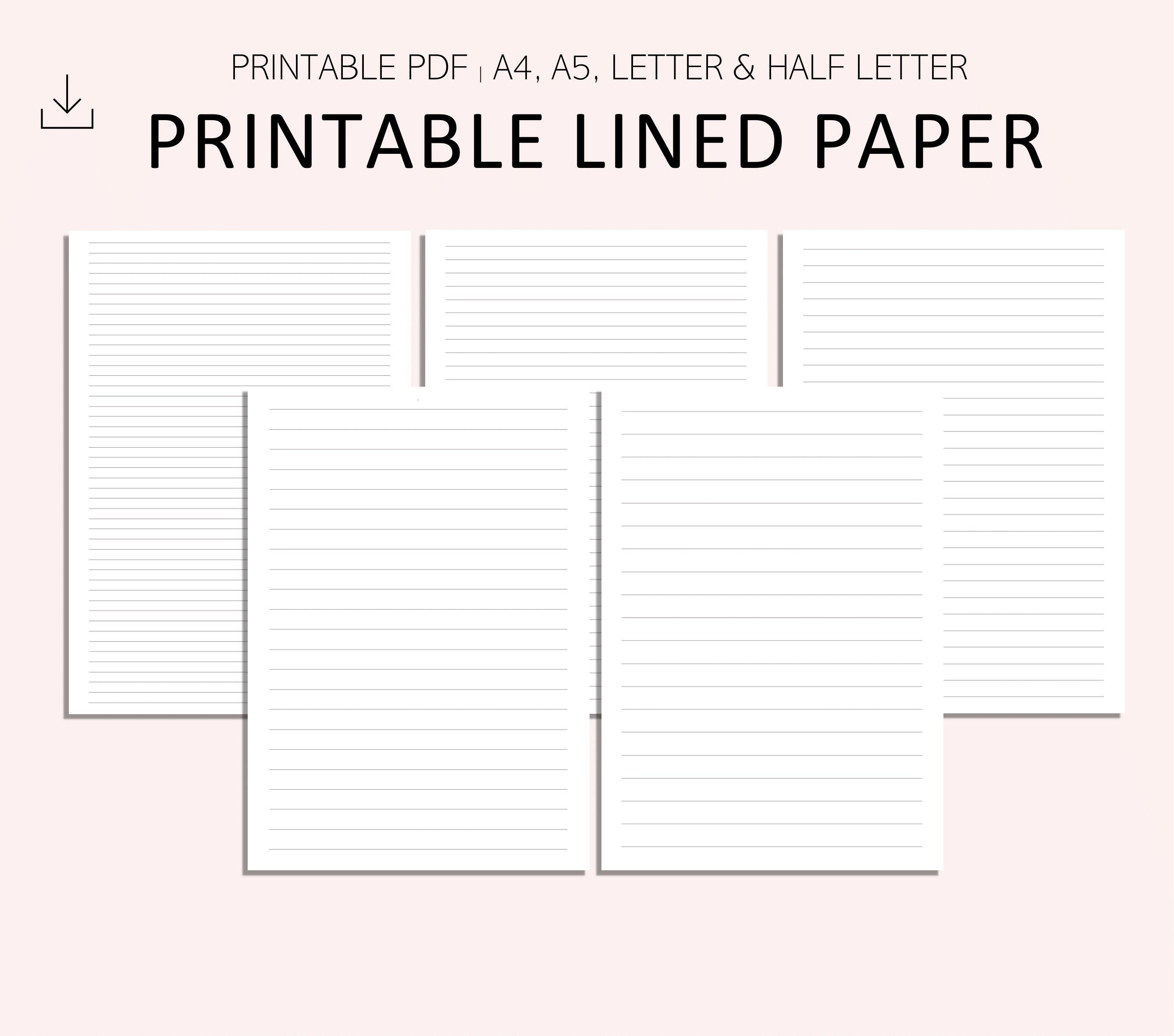 printable lined page lined sheets printable lined notes etsy australia