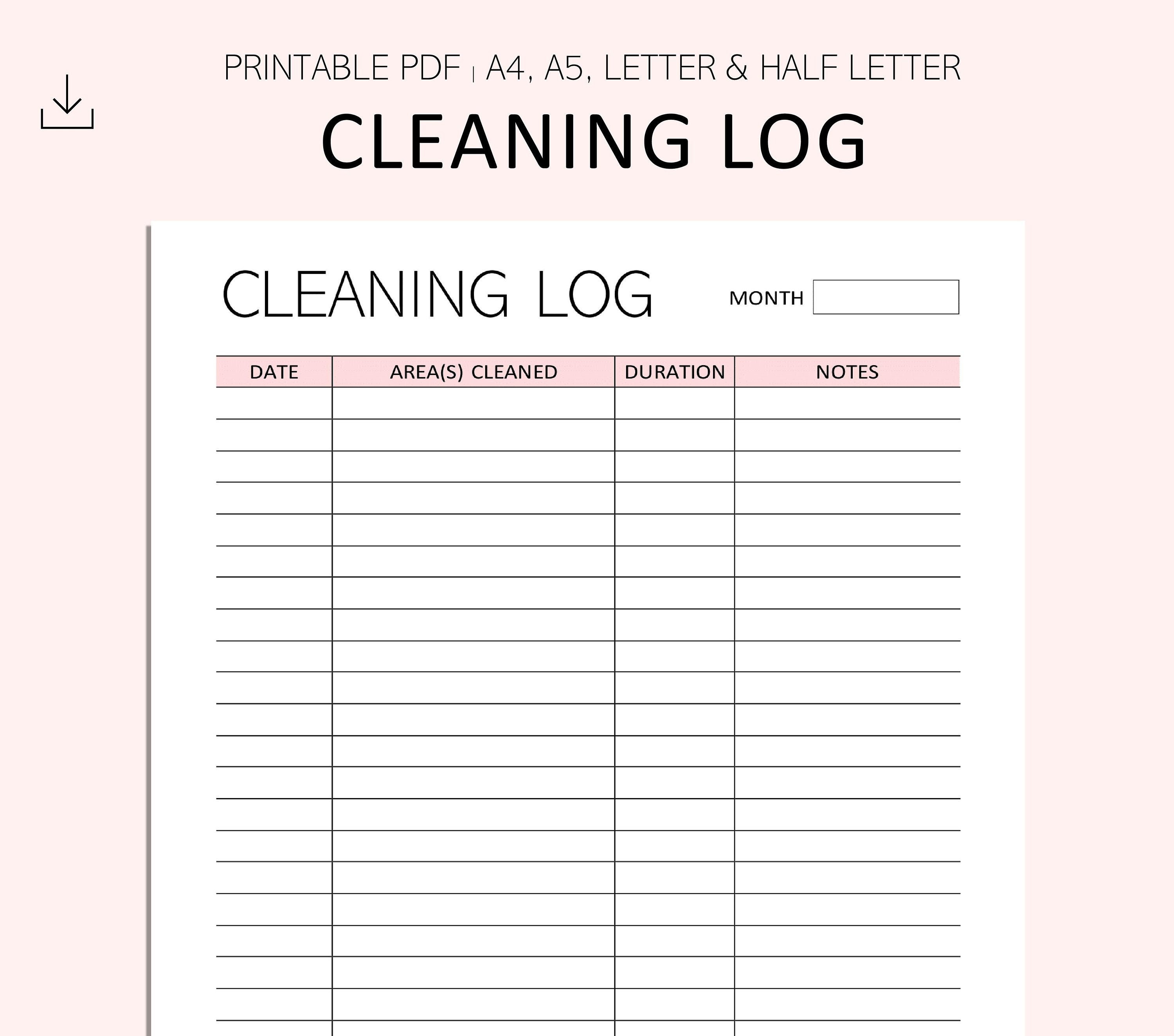 pdf-a4-letter-cleaning-log-printable-a5-home-maintenance-printable